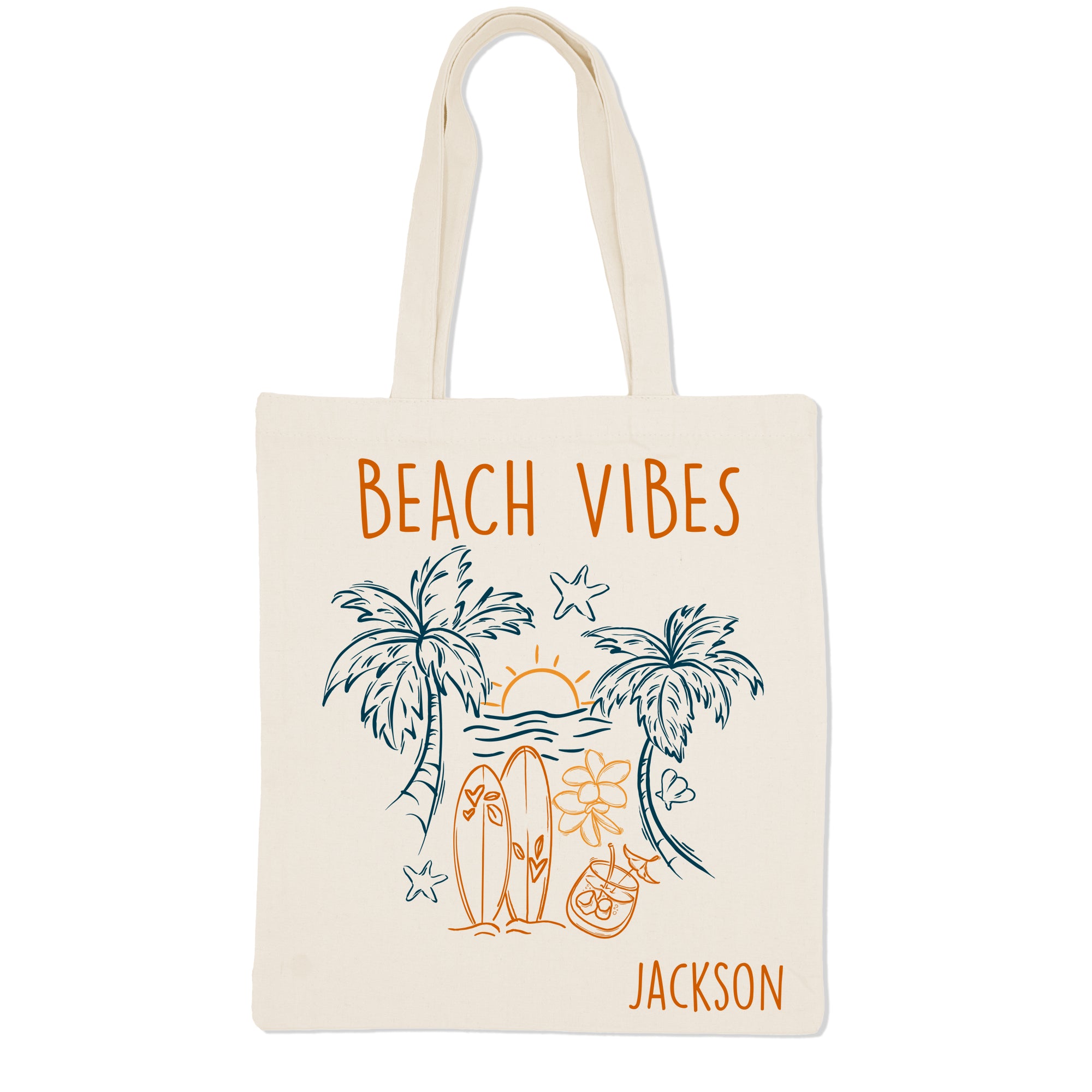Summer Tote BEACH VIBES - Canvas Tote Bag PERSONALIZED