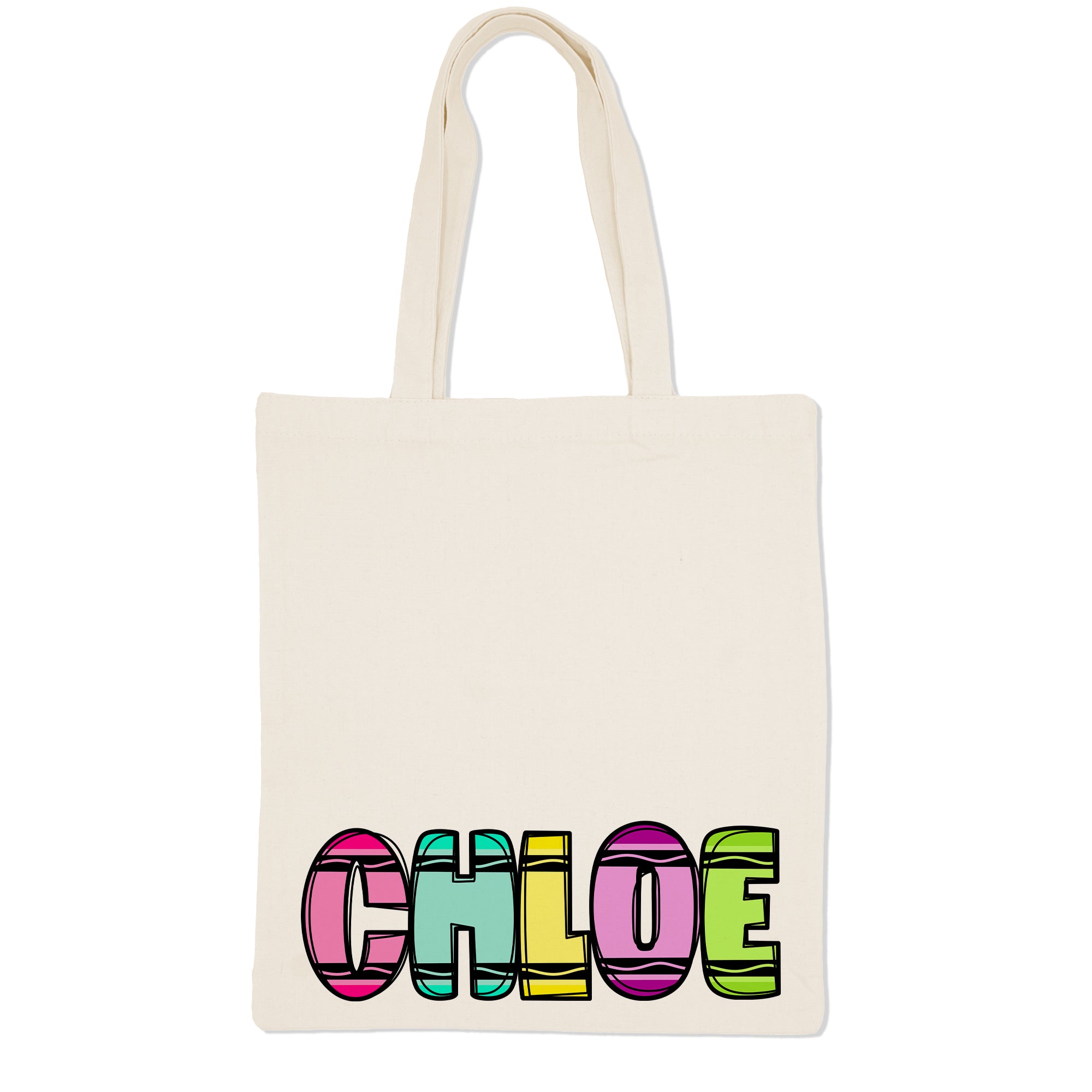 Crayon Font - Canvas Tote Bag PERSONALIZED