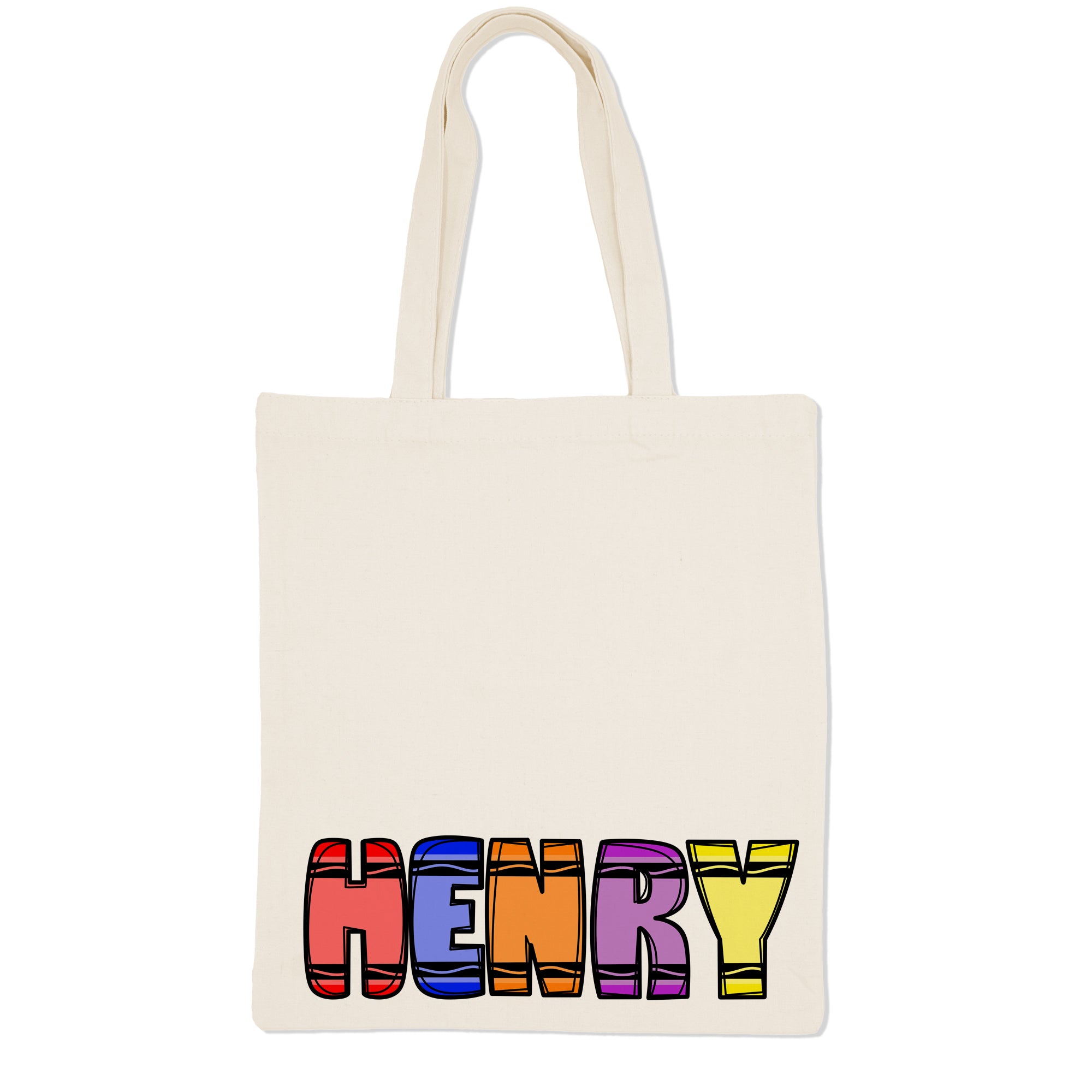 Crayon Font - Canvas Tote Bag PERSONALIZED