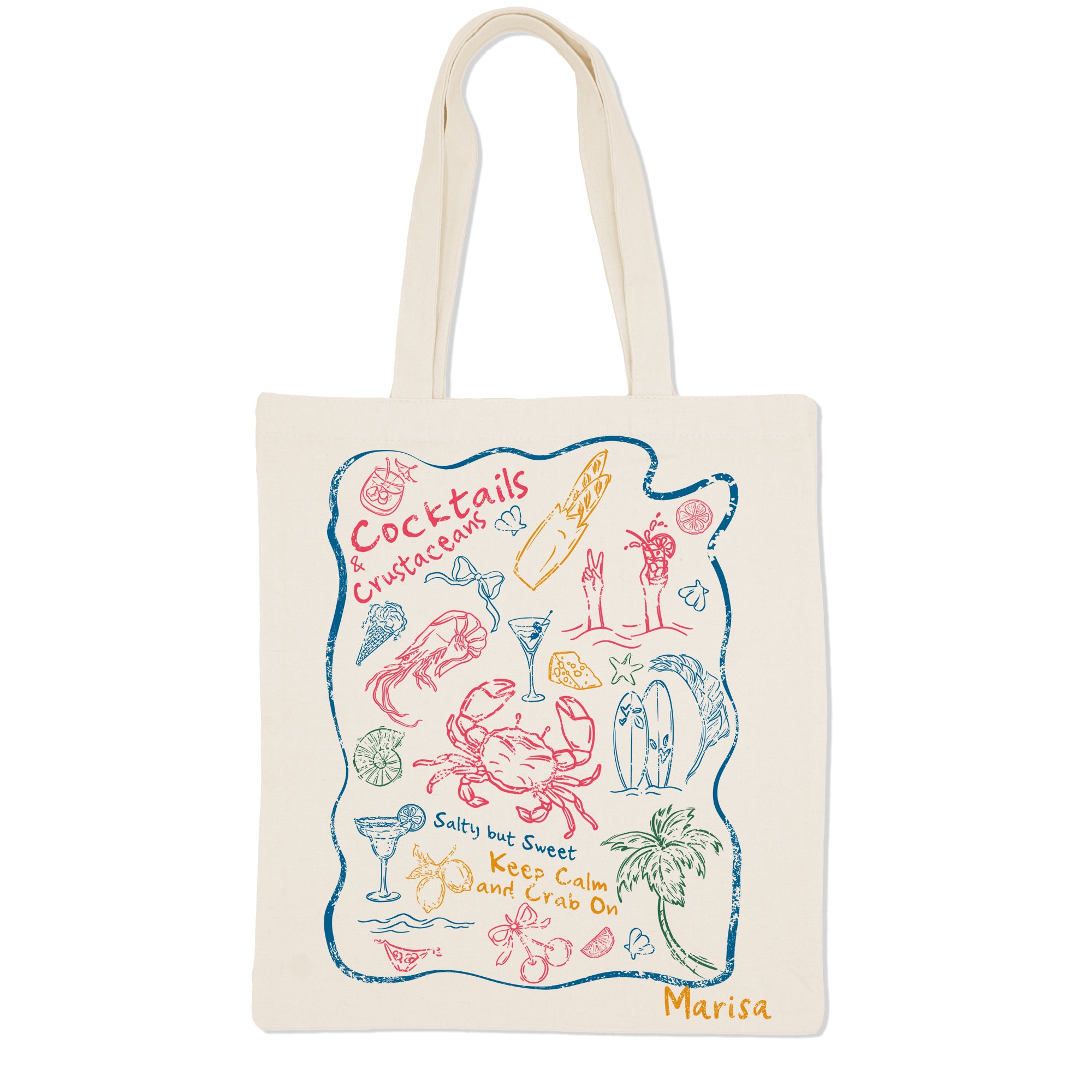 Summer Tote COCKTAILS - Canvas Tote Bag PERSONALIZED