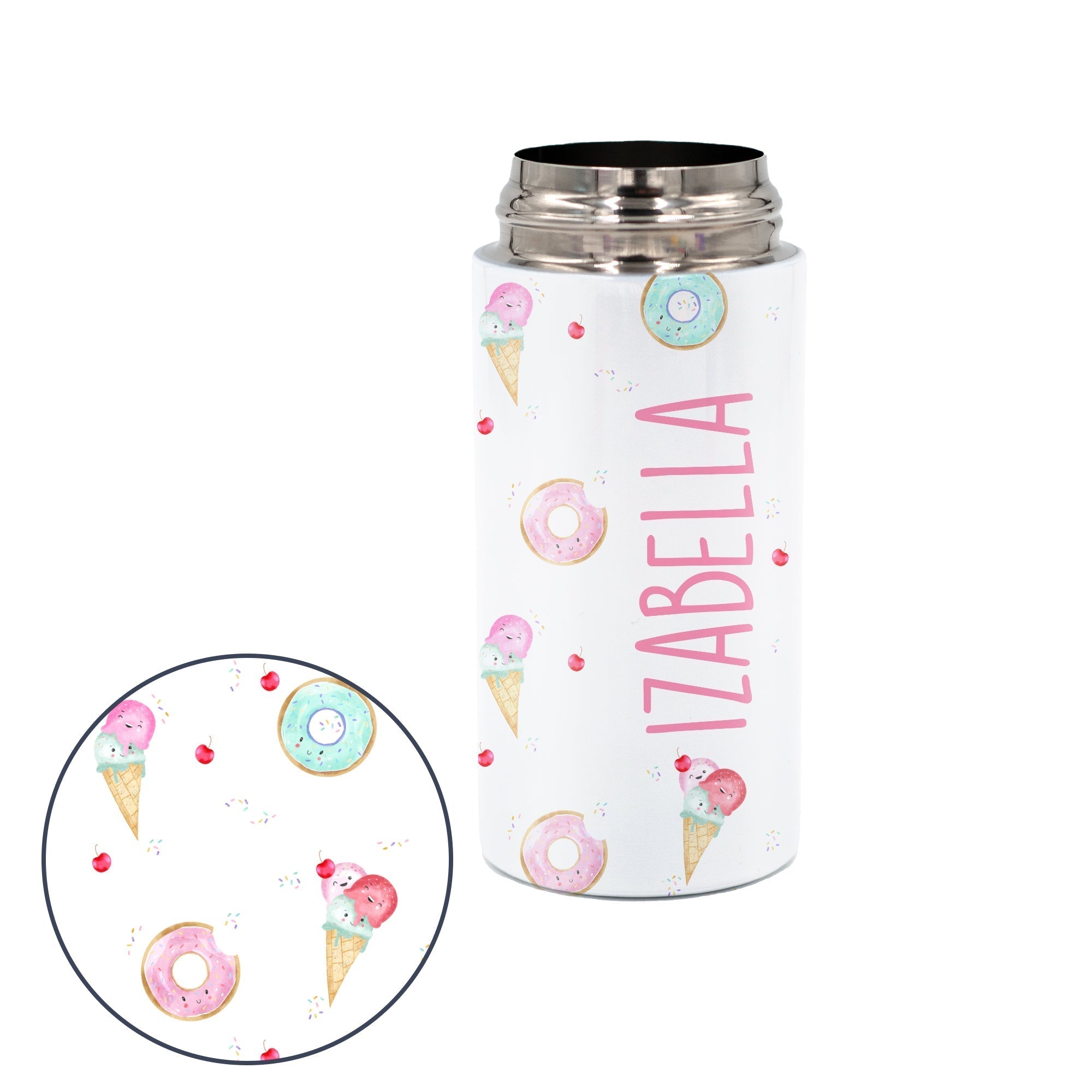 Kids Personalized 12 oz Water Bottle - Orange/Grey Lid