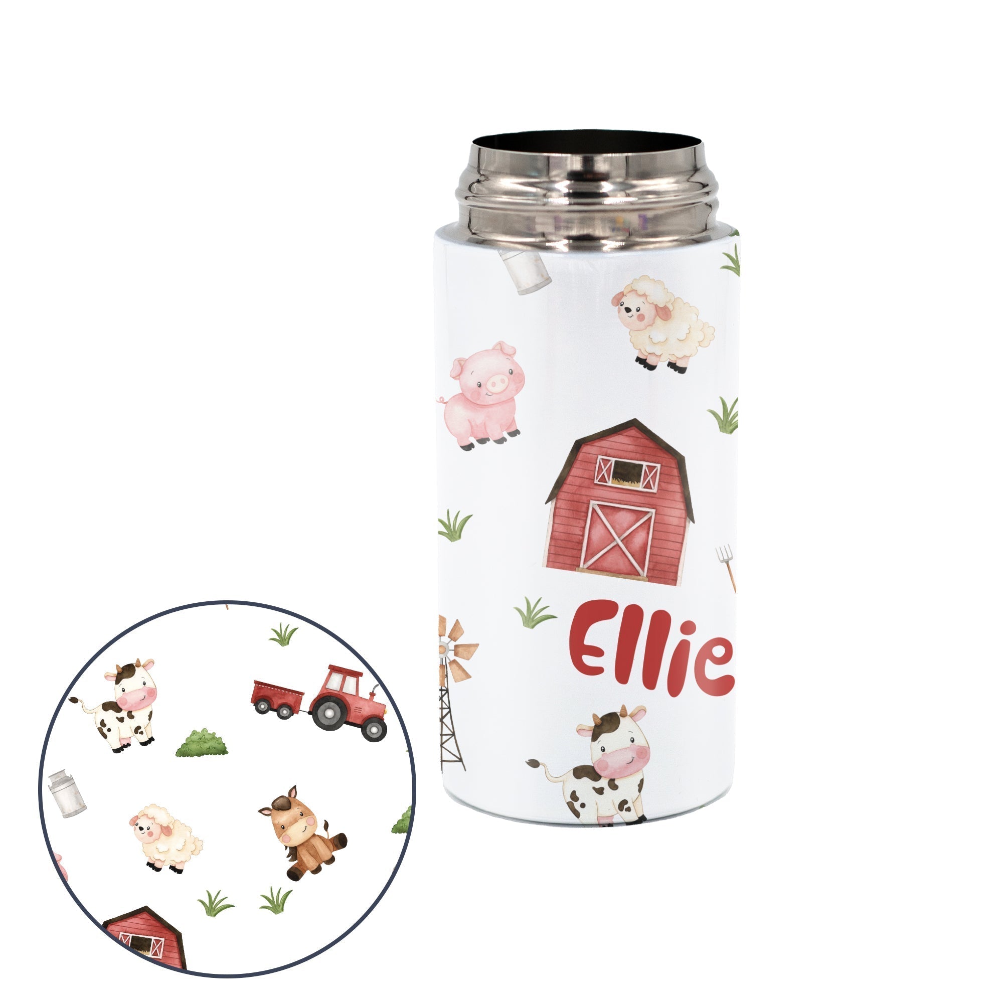 Kids Personalized 12 oz Water Bottle - Orange/Grey Lid