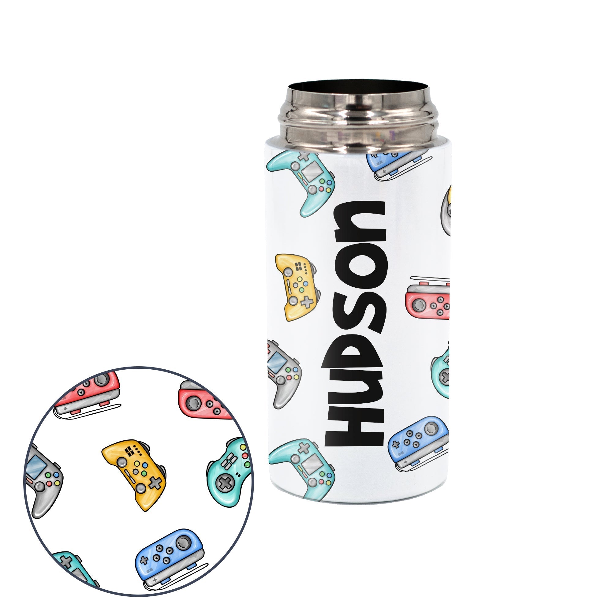 Kids Personalized 12 oz Water Bottle - Orange/Grey Lid