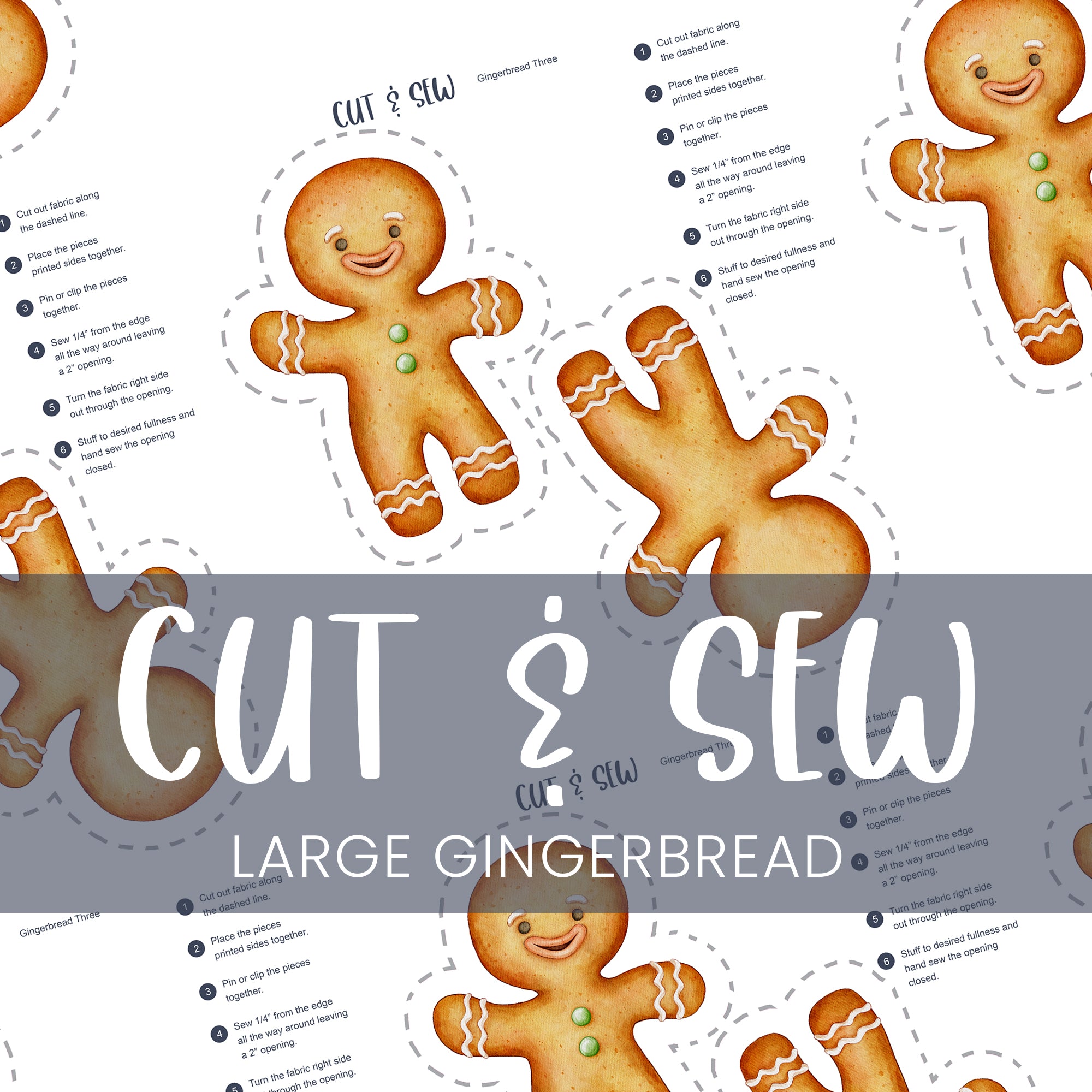 Cut & Sew (Fabric Panel) - Gingerbread Three