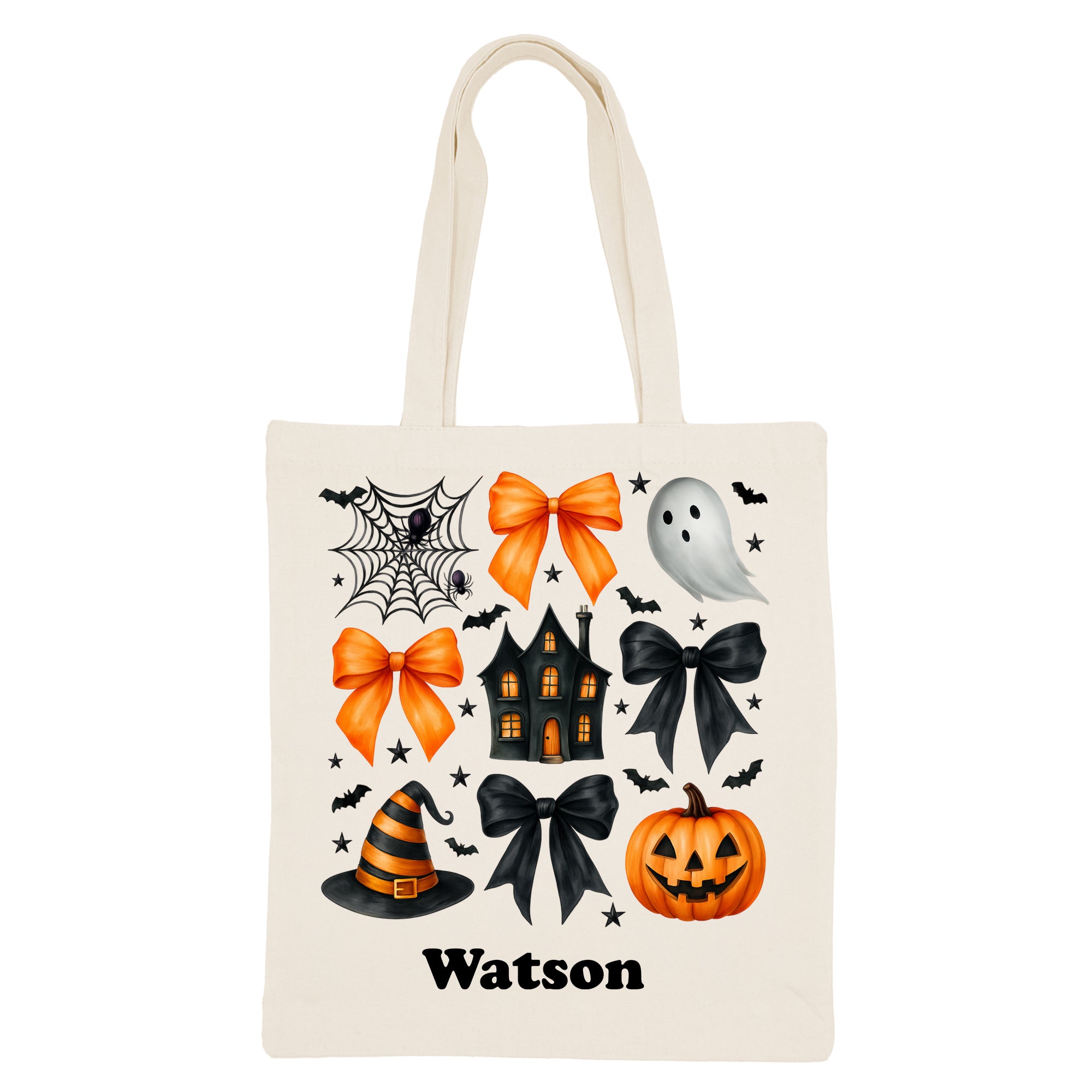 Halloween '25 - HALLOWEEN ELEMENTS Canvas Tote Bag PERSONALIZED