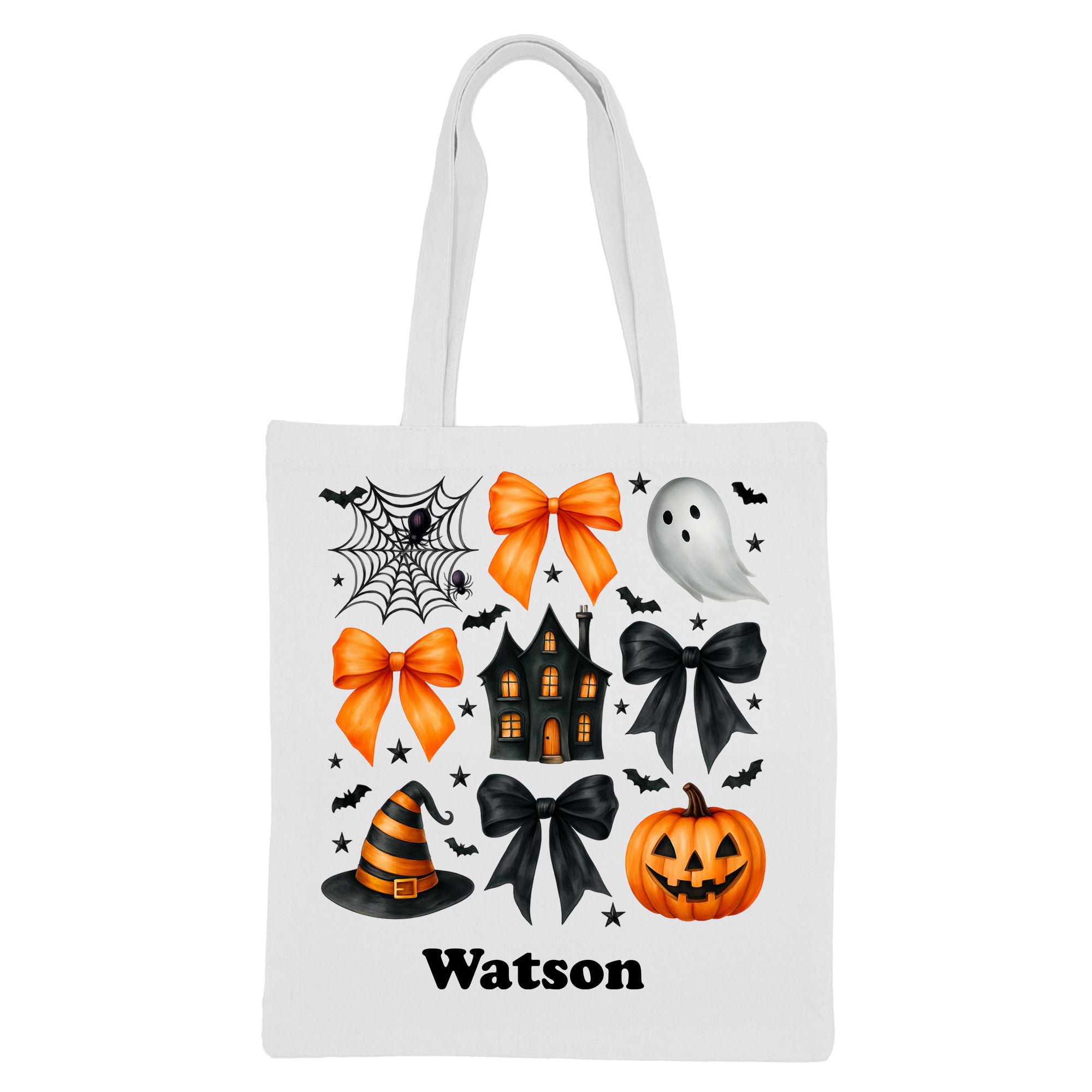 Halloween '25 - HALLOWEEN ELEMENTS Canvas Tote Bag PERSONALIZED