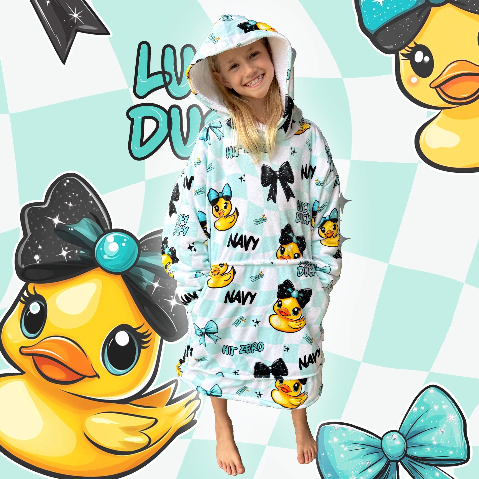 Personalized Oversized Blanket Hoodie - LUCKY DUCK DESIGN