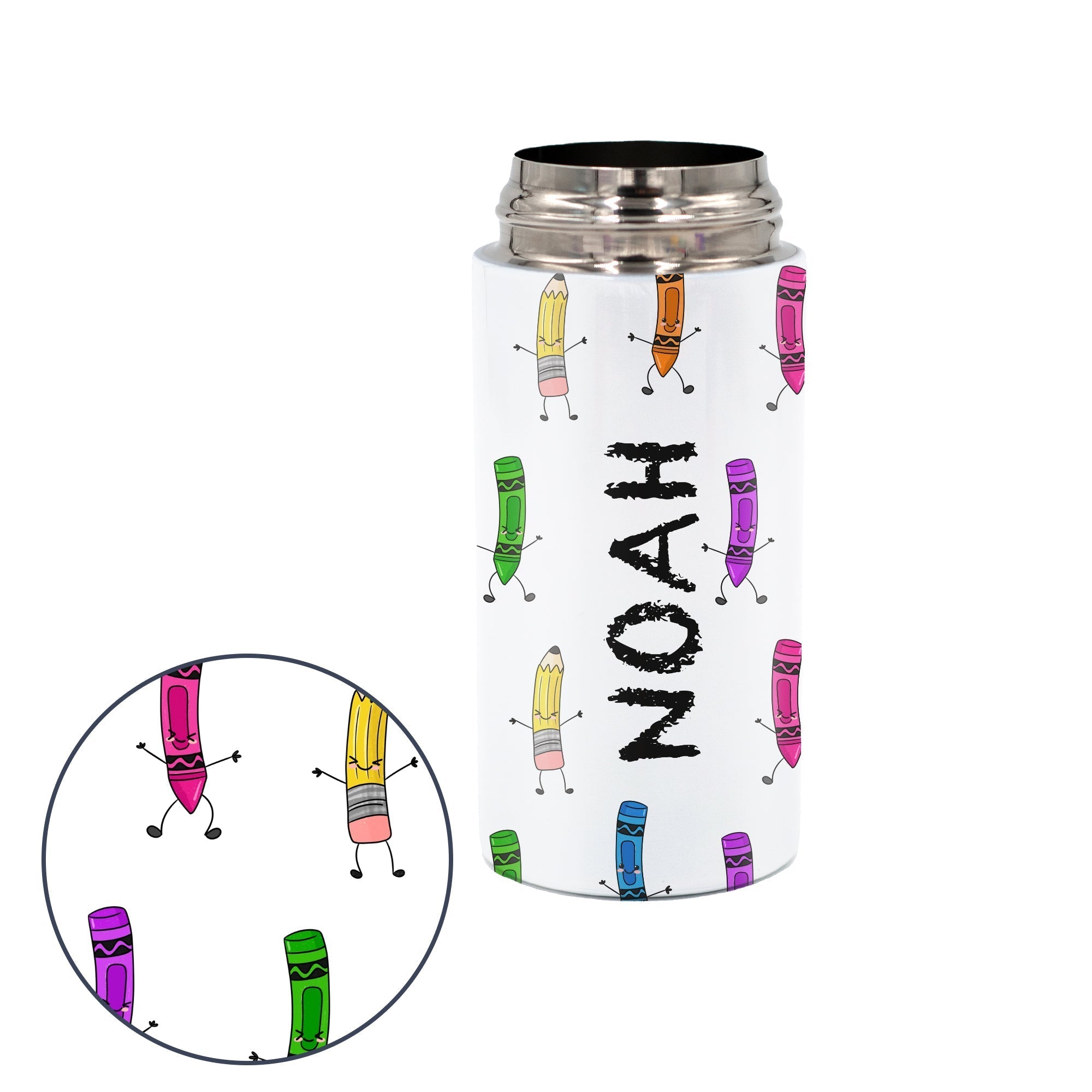 Kids Personalized 12 oz Water Bottle - Orange/Grey Lid