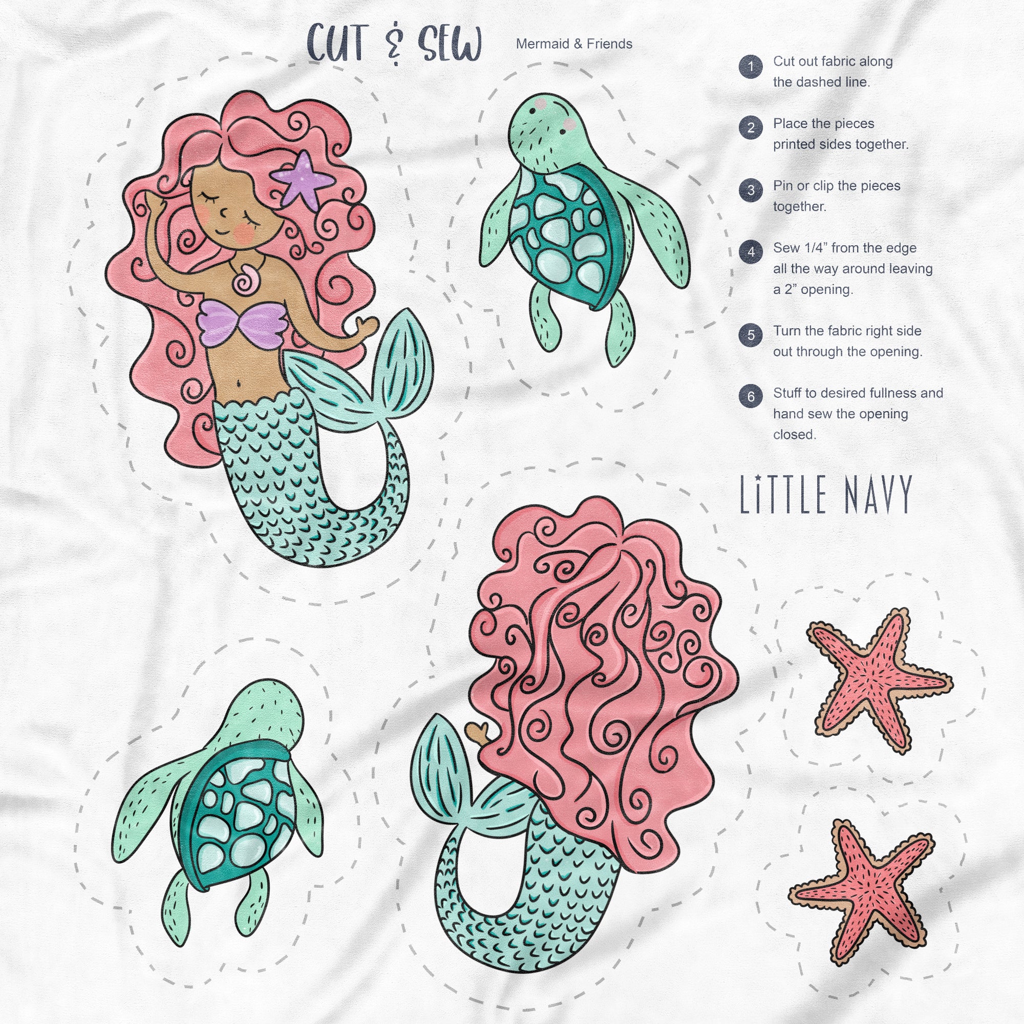 Cut & Sew (Fabric Panel) - Mermaid & Friends