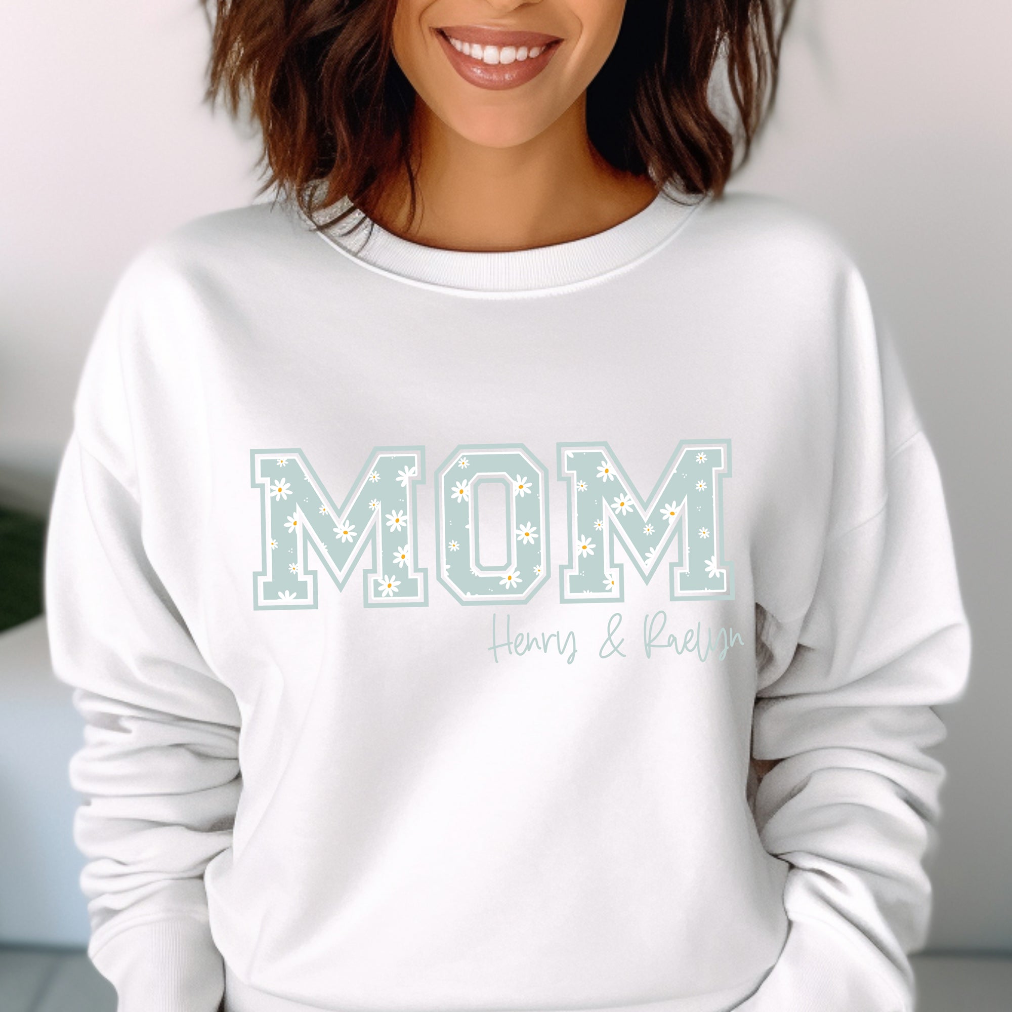MOM Blue Daisy - PERSONALIZED HOODIE/CREWNECK
