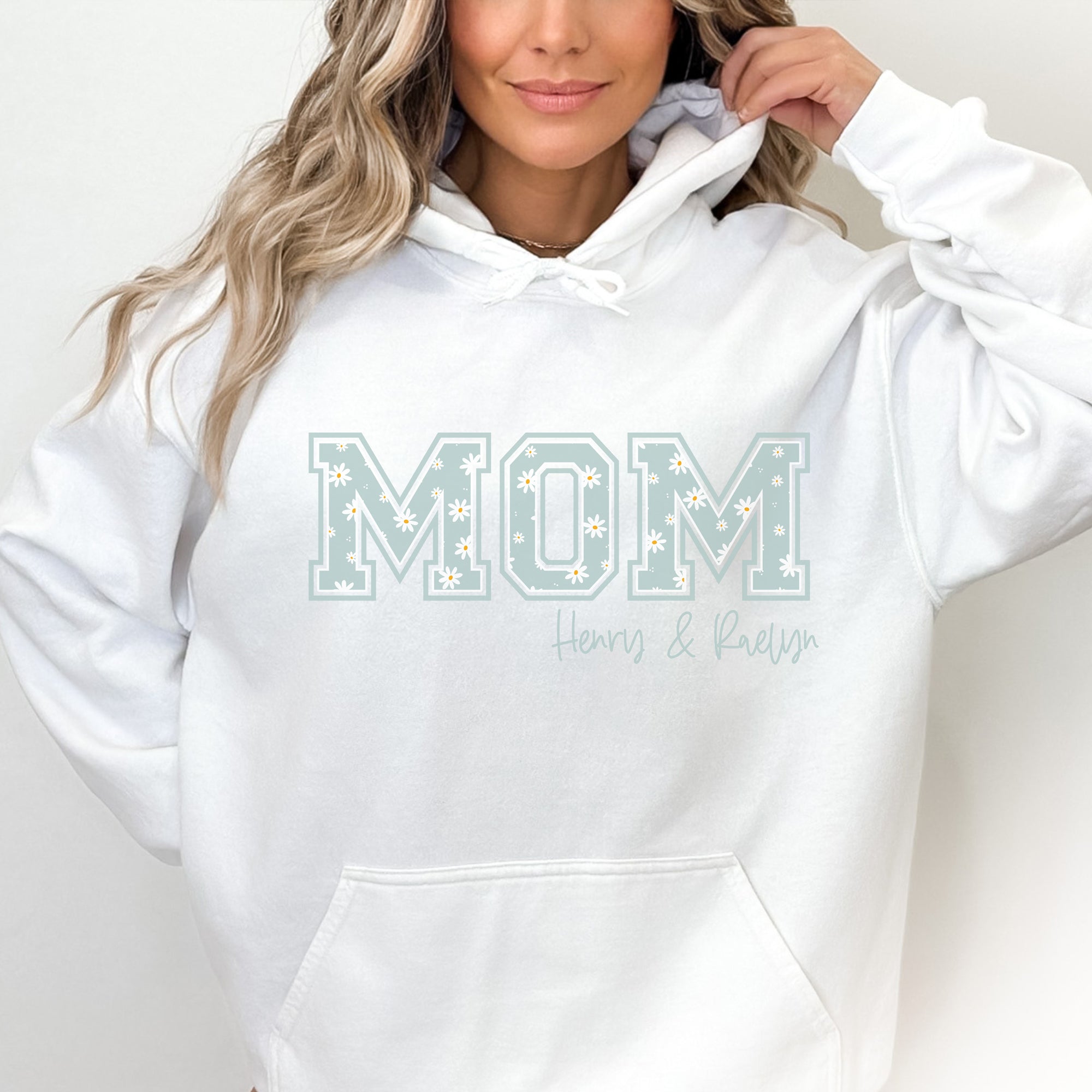 MOM Blue Daisy - PERSONALIZED HOODIE/CREWNECK