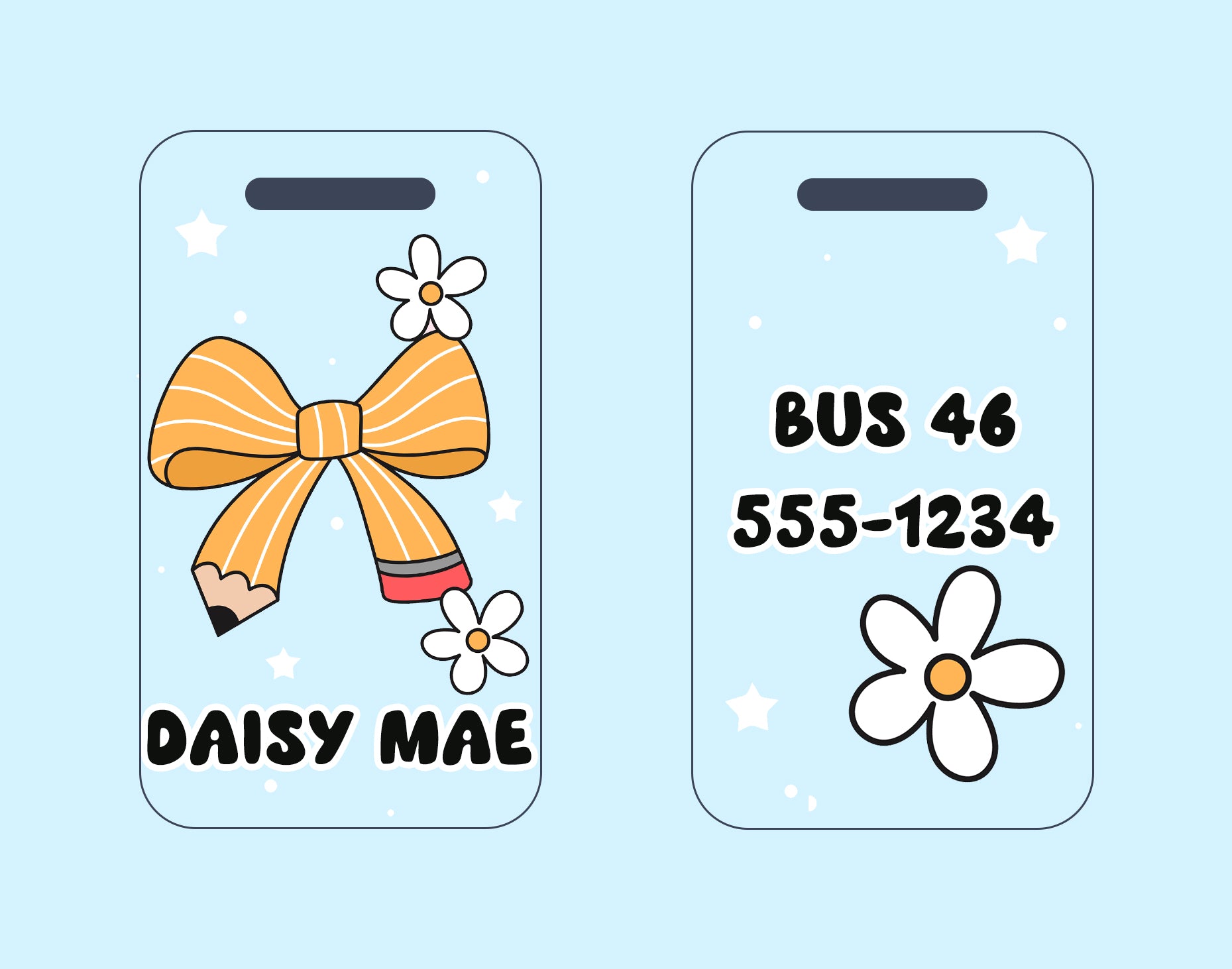 Personalized Name Tag (School/Luggage) - Pencil Bow