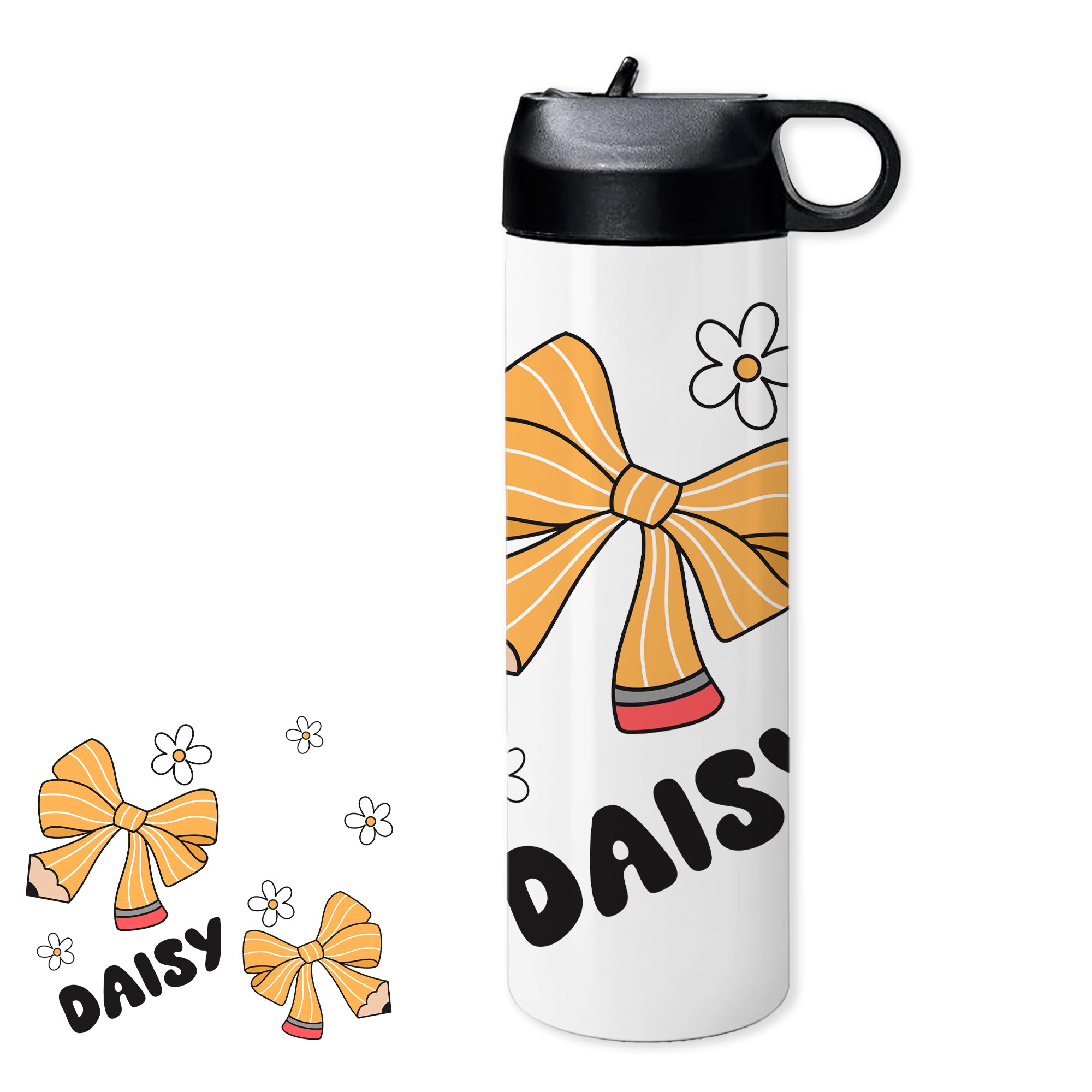 Personalized Sport Water Bottle - Pencil Bow 20 oz.