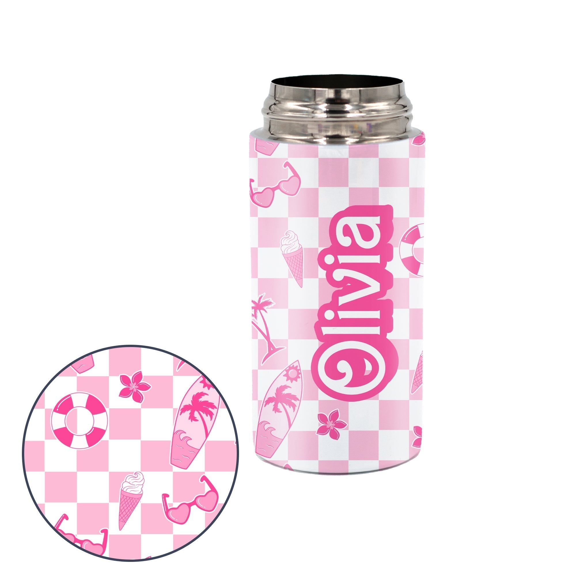 Kids Personalized 12 oz Water Bottle - Orange/Grey Lid