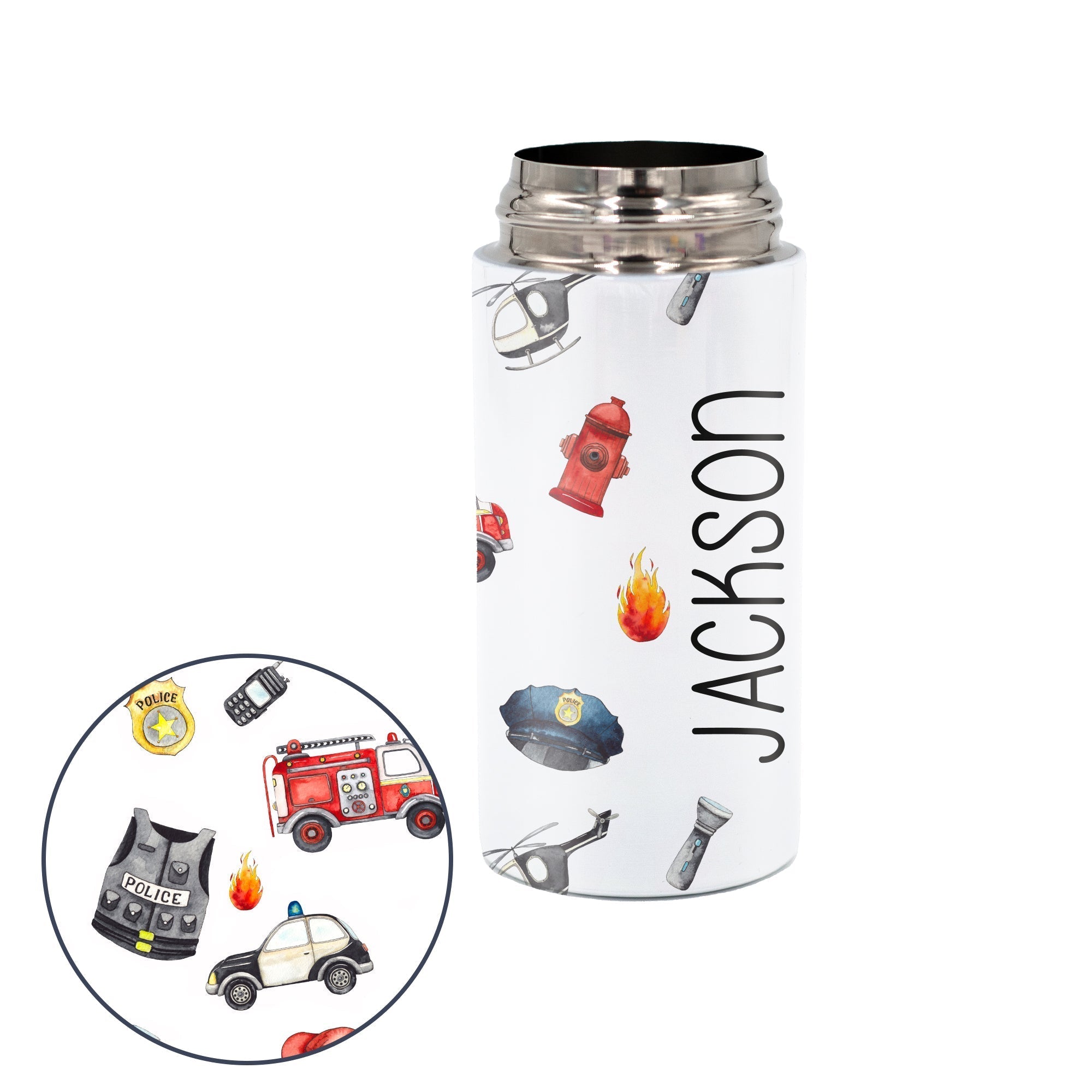 Kids Personalized 12 oz Water Bottle - Orange/Grey Lid
