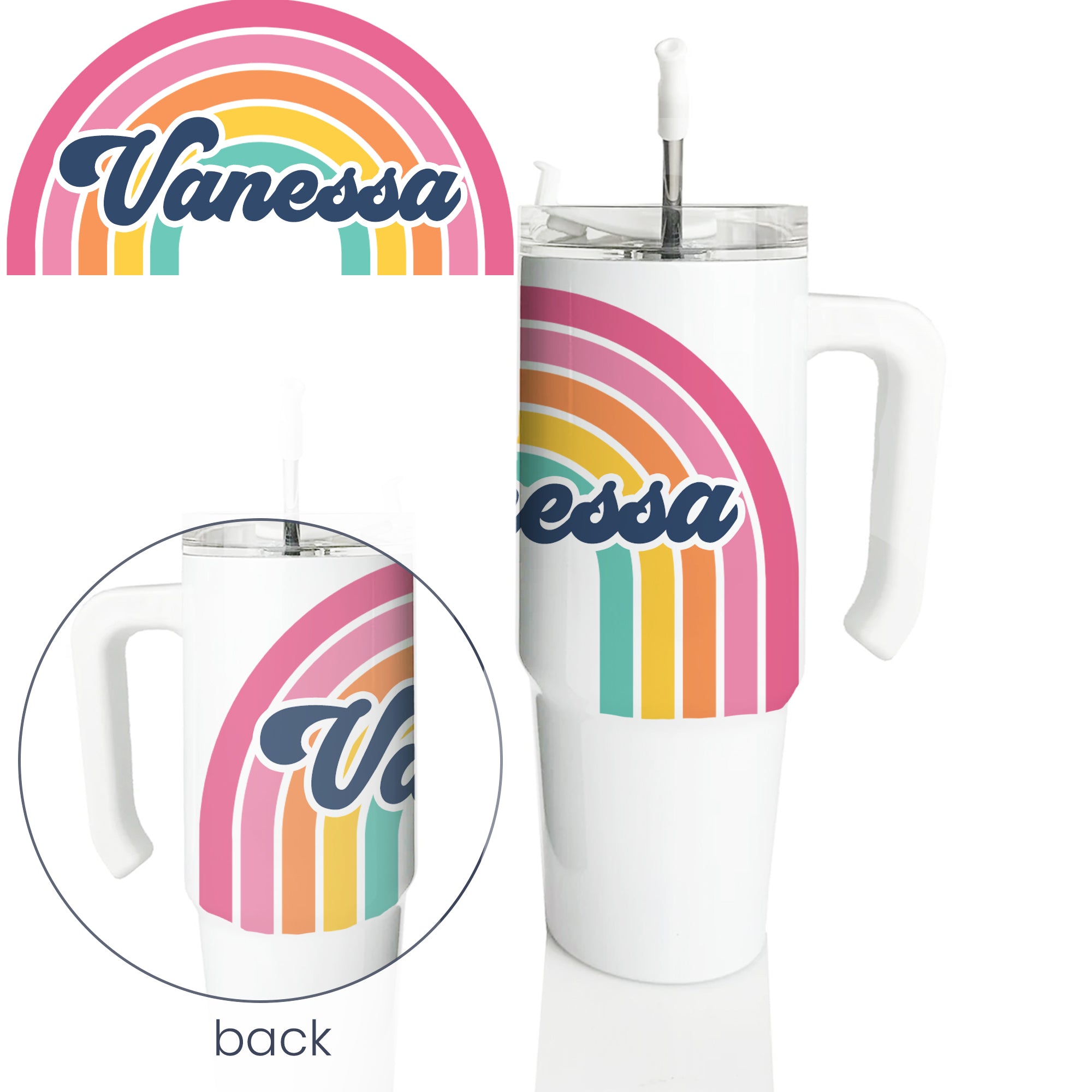 Personalized 30 oz RAINBOW NAME GrippyTumbler