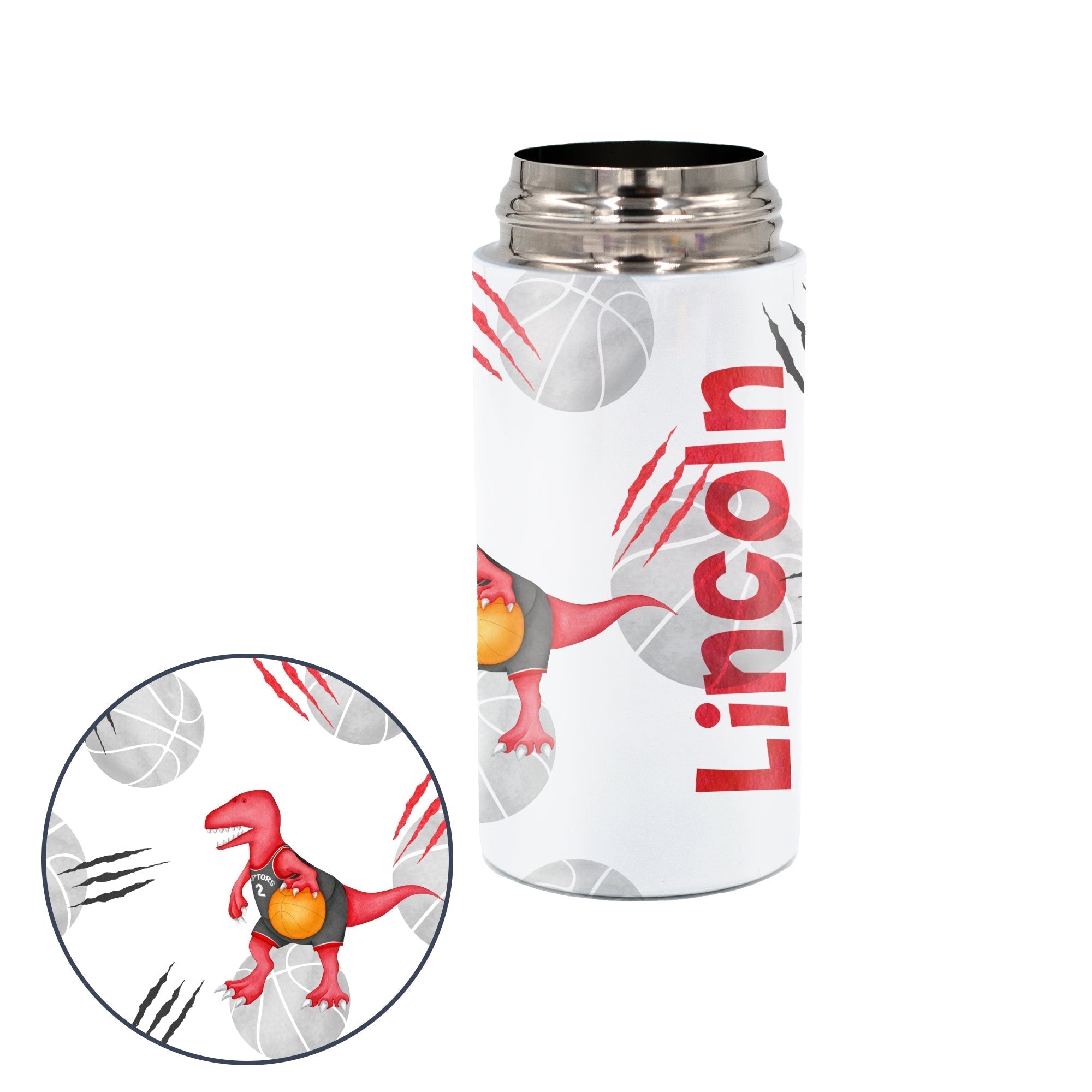 Kids Personalized 12 oz Water Bottle - Orange/Grey Lid