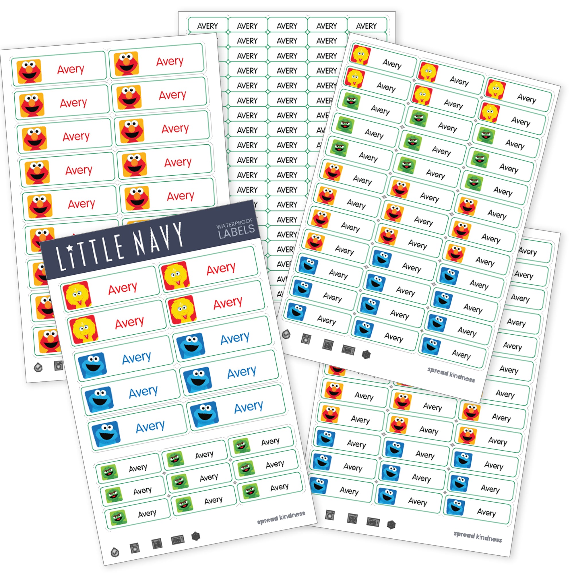 Sesame Street - Sesame Pals Rectangle Label Pack - 204 Waterproof Labels