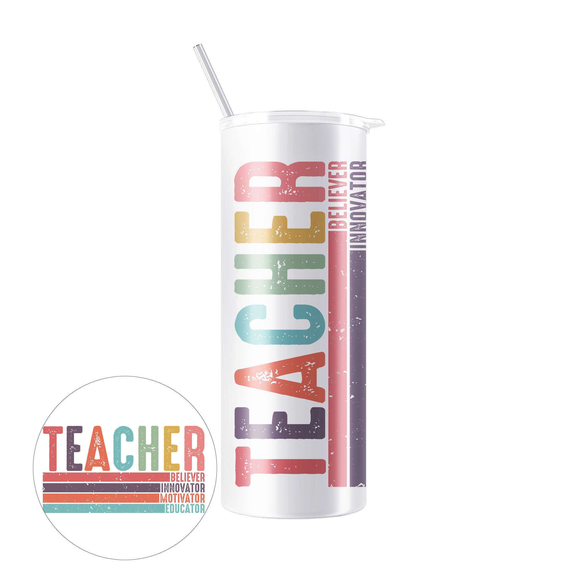 TEACHER 20 oz Skinny Tumbler with Straw