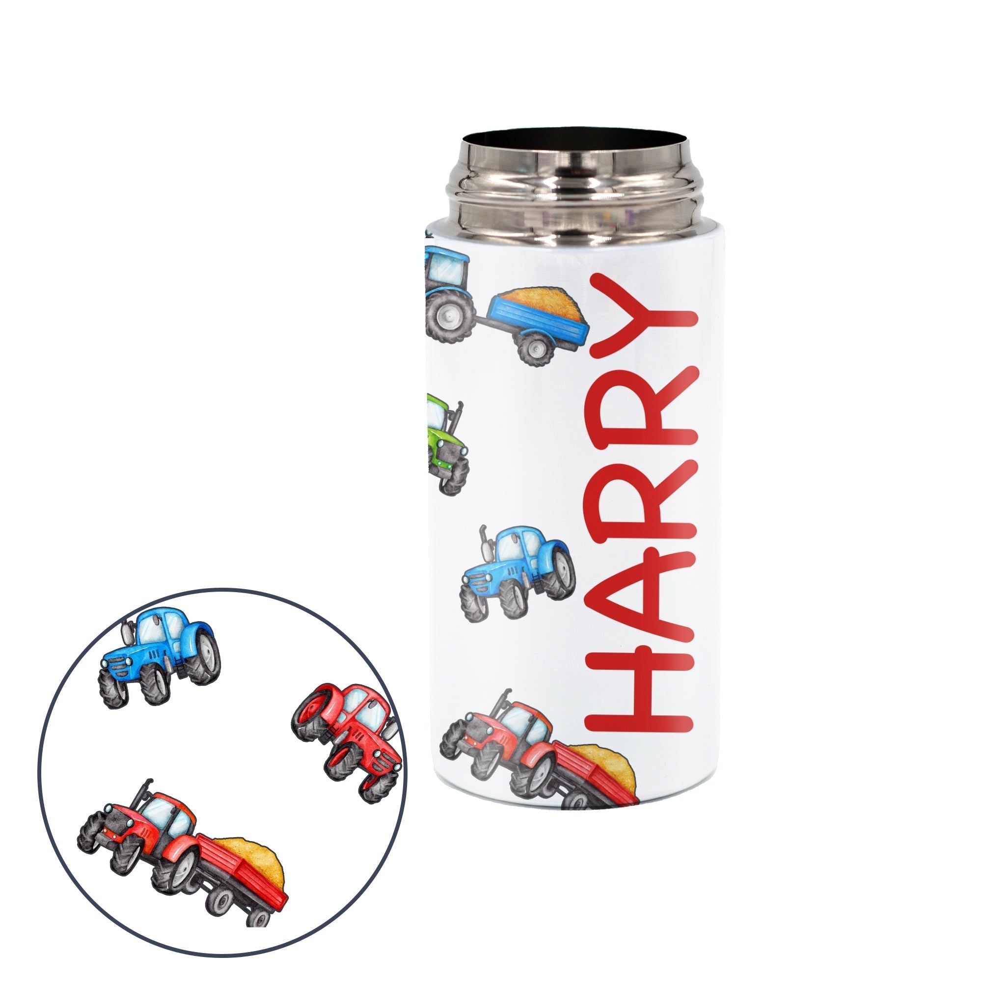 Kids Personalized 12 oz Water Bottle - Orange/Grey Lid