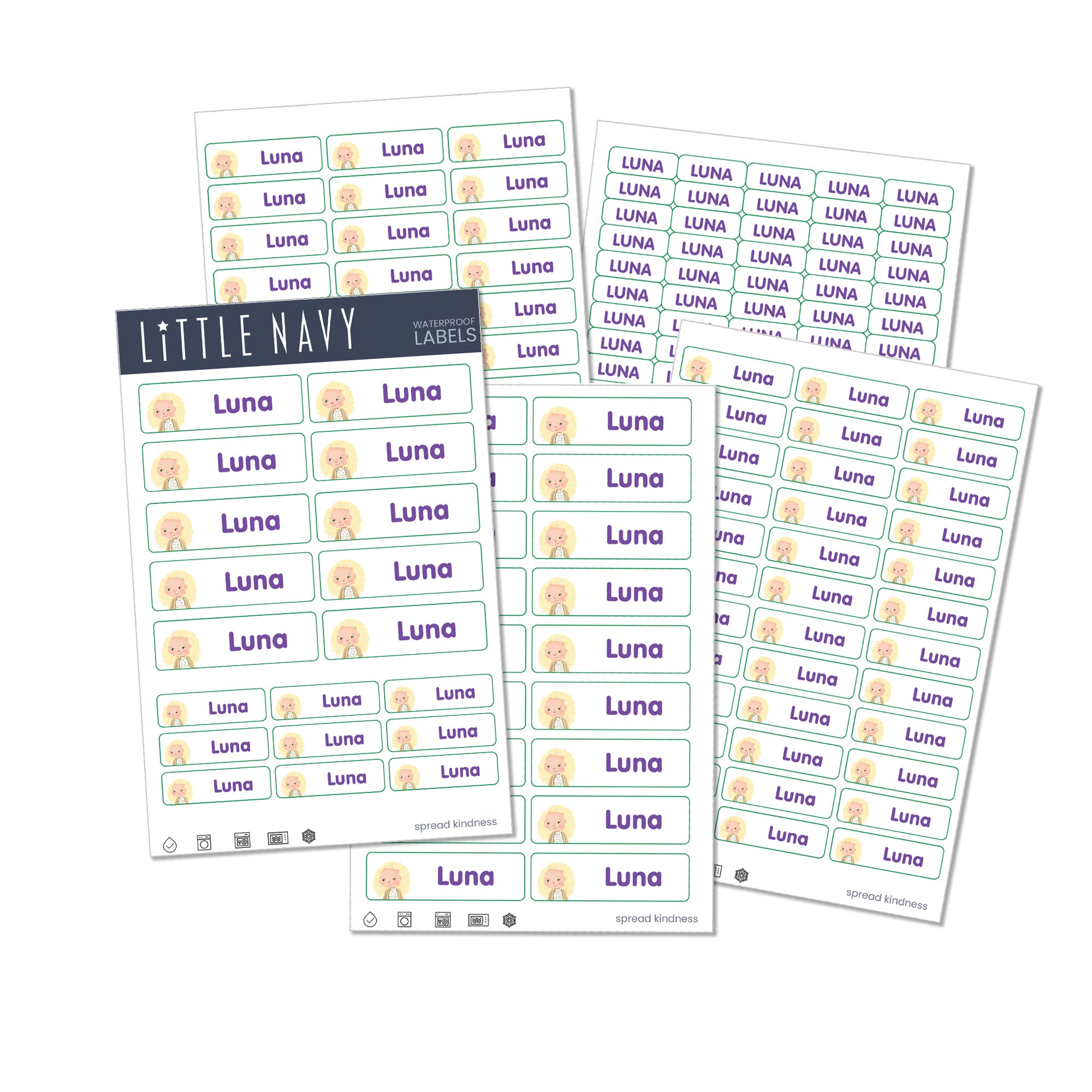 Rectangle  Label Pack - 204 Waterproof Labels (LITTLE ME)