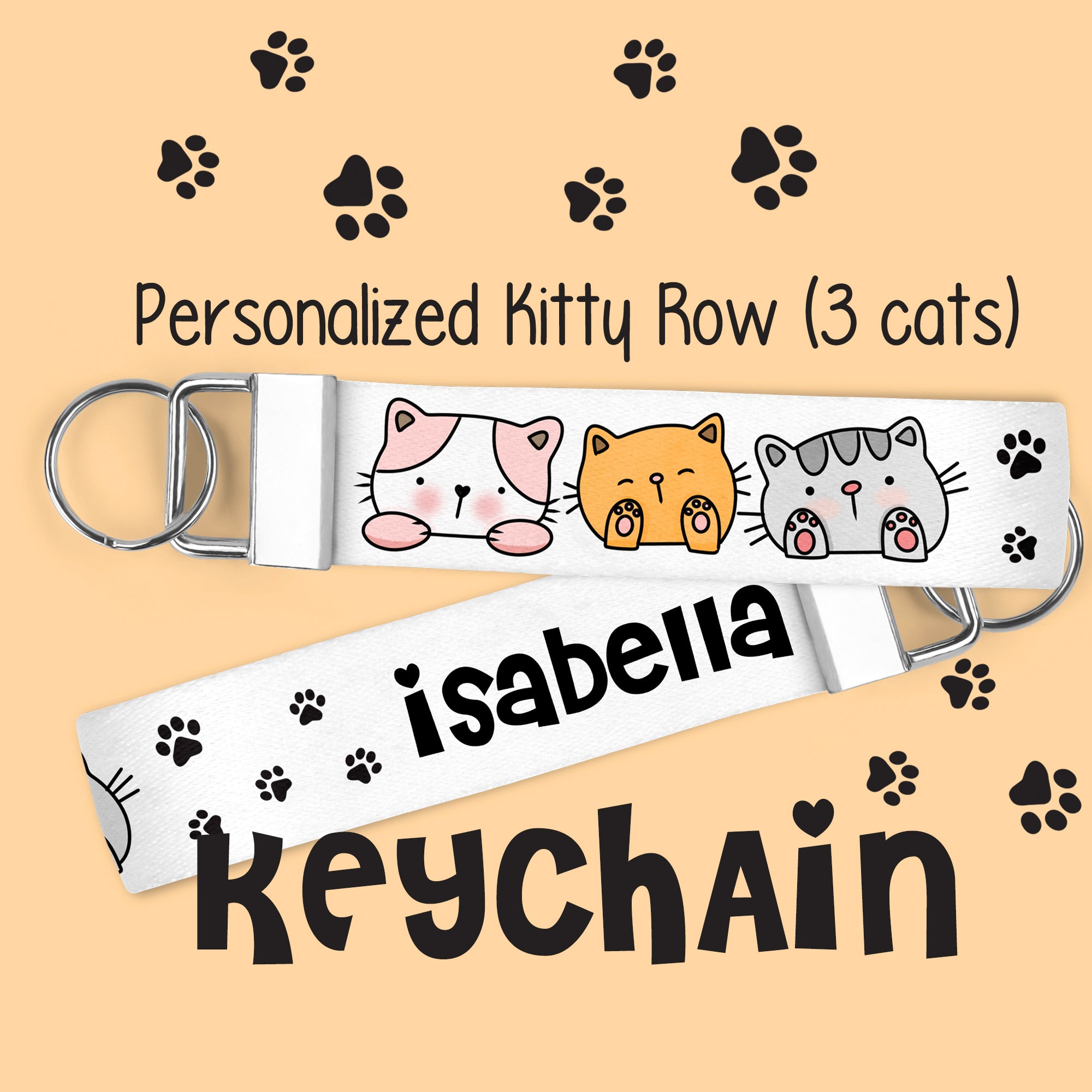 Personalized Cute KittyRow KeyChain