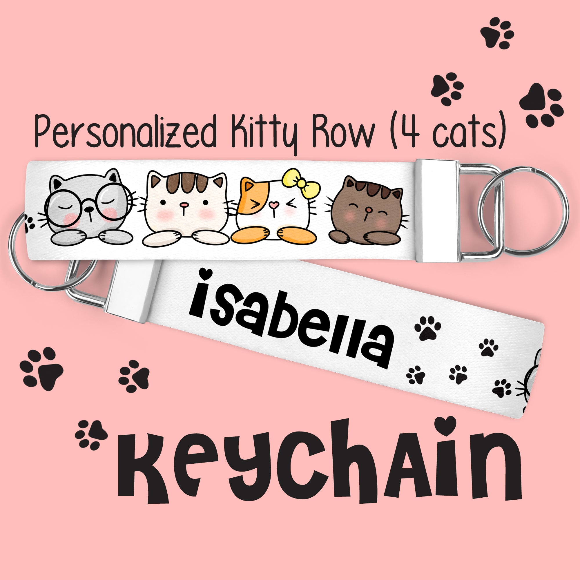 Personalized Cute KittyRow KeyChain