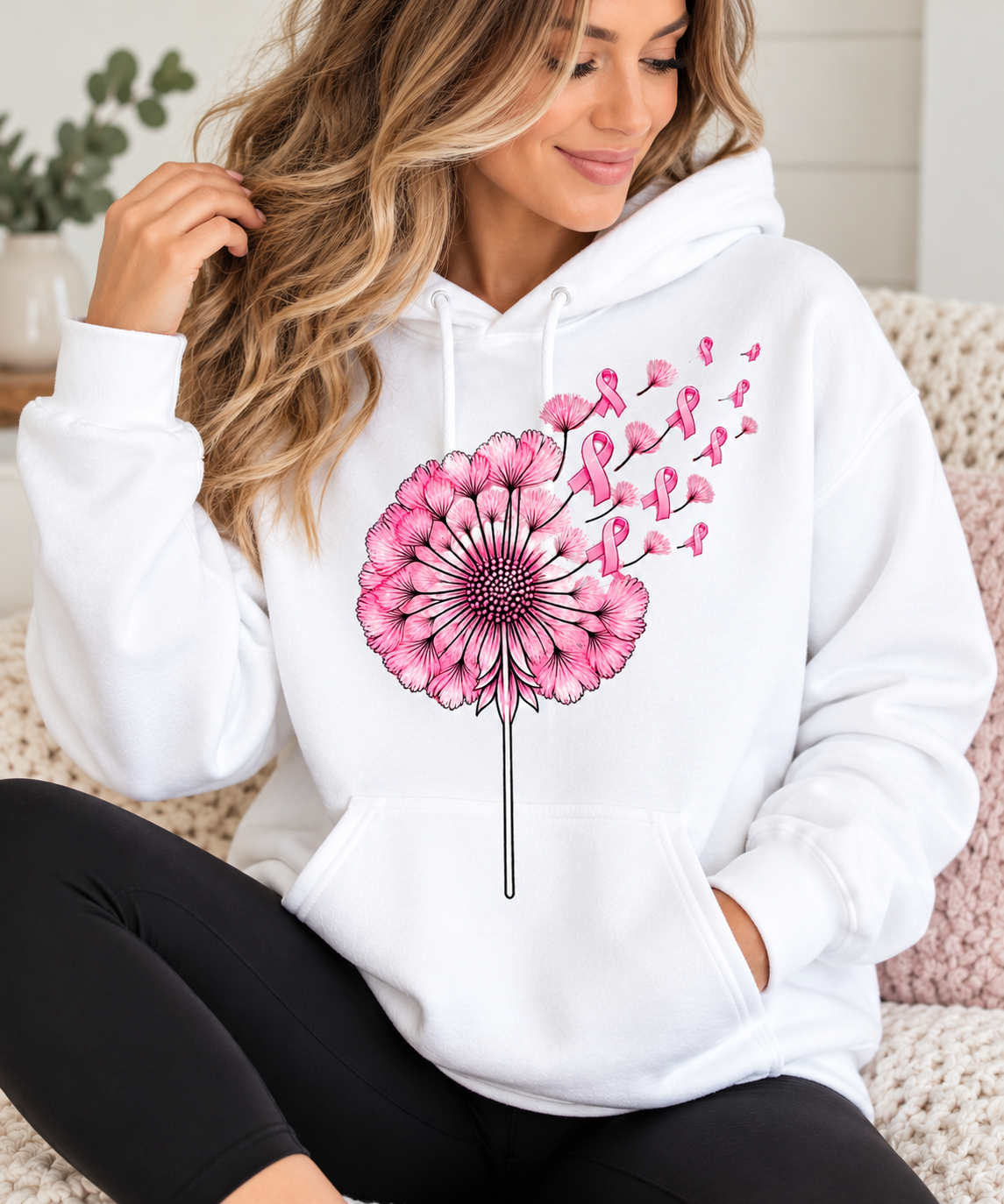 Dandelion Wish Hoodie - Breast Cancer Awareness