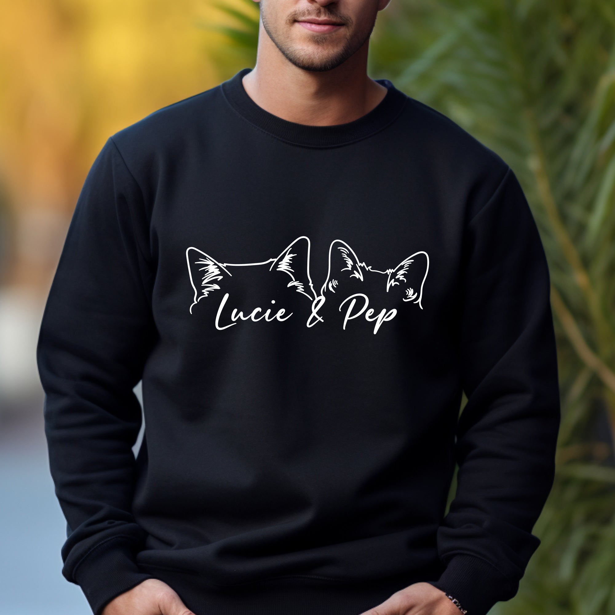 PERSONALIZED Cat EARS (LARGE Graphic) - Crewneck Sweatshirt