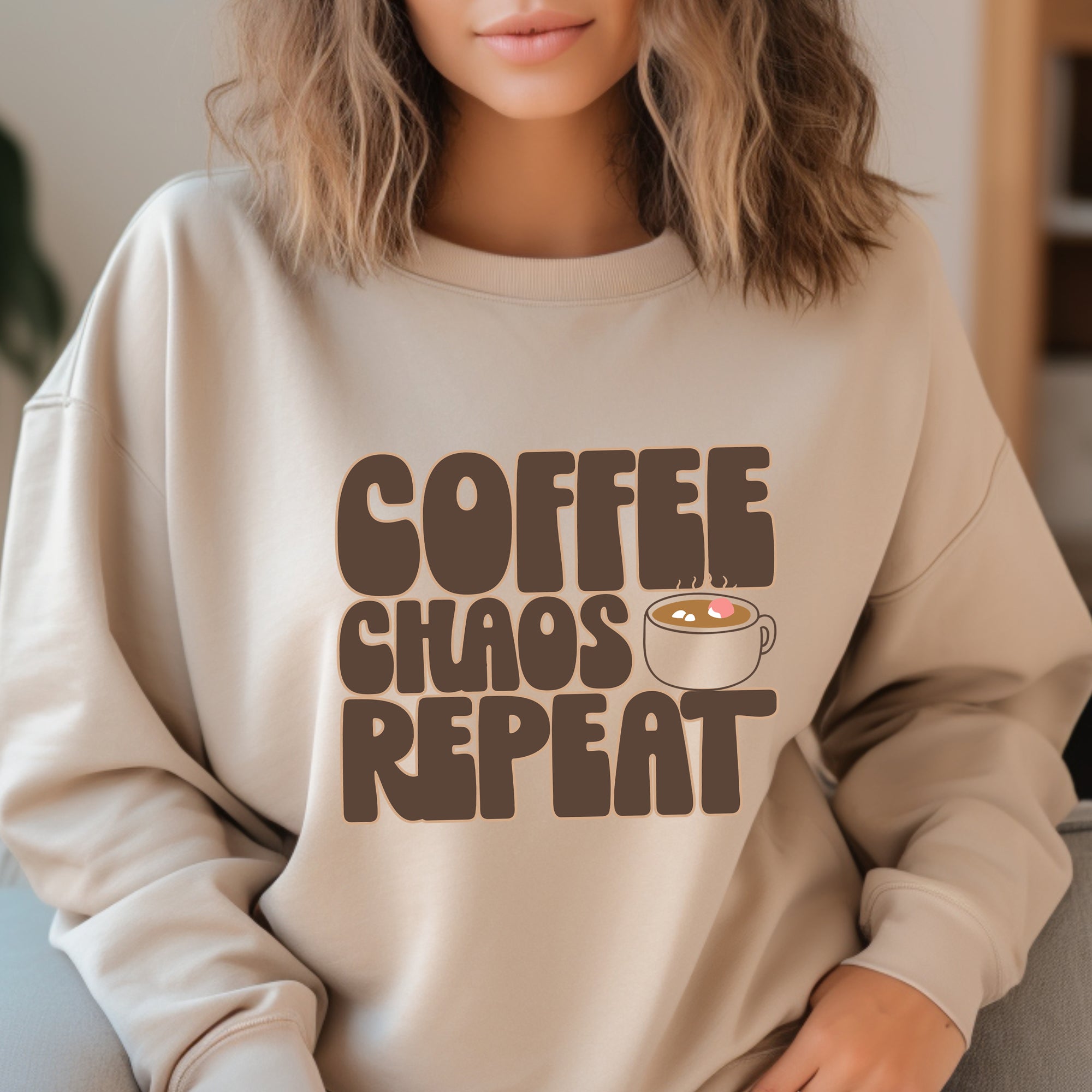 Coffee Chaos Repeat -  CREWNECK SWEATSHIRT