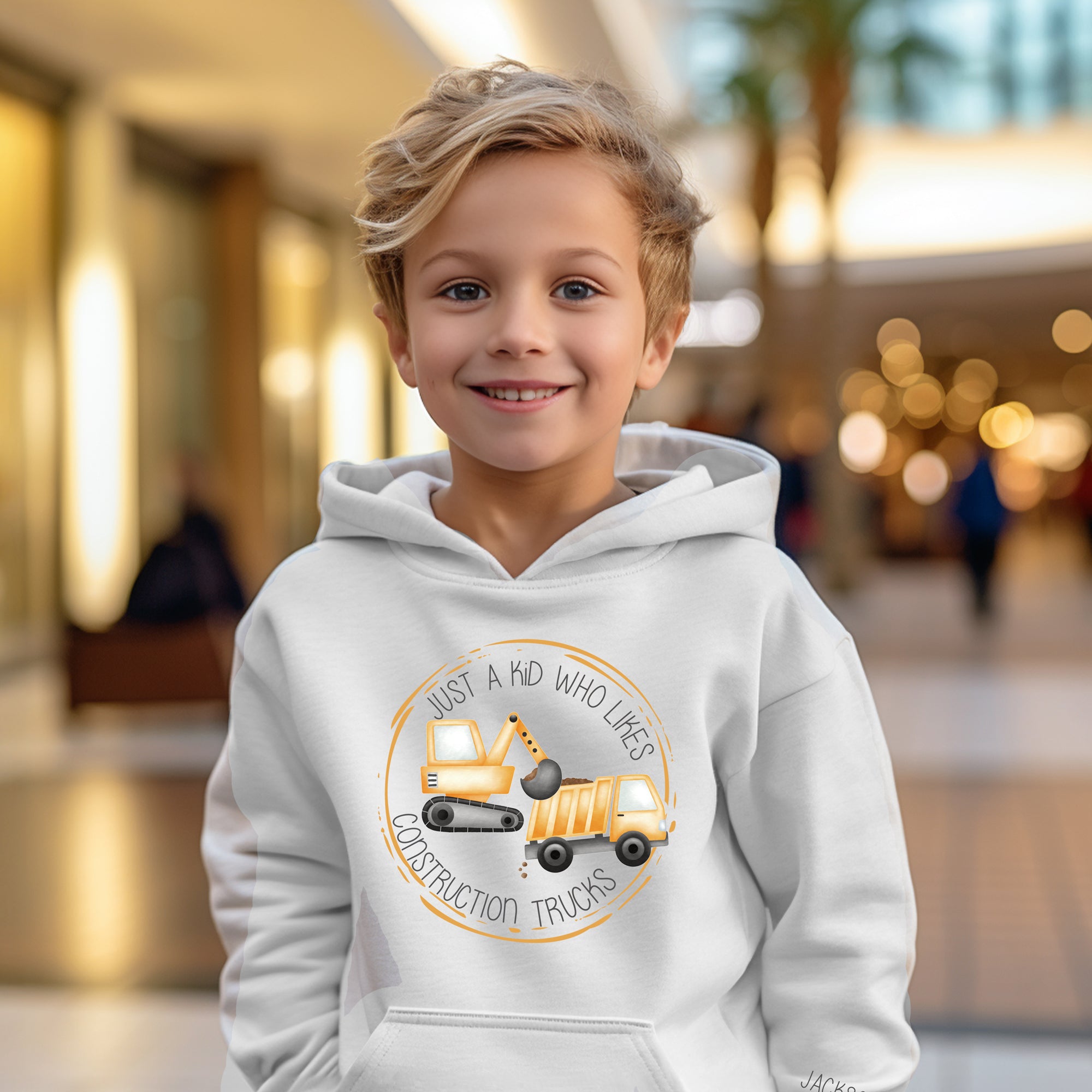 Just a Kid who likes CONSTRUCTION TRUCKS - Personalized Apparel