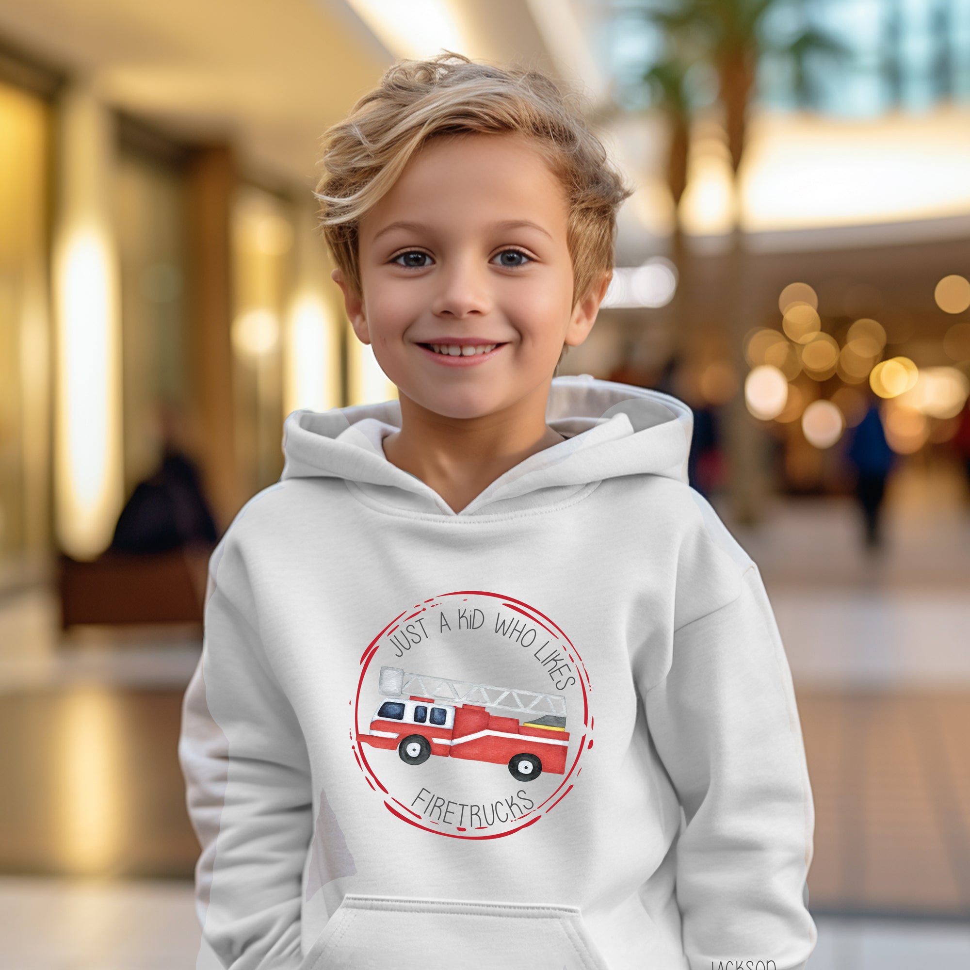 Just a Kid who likes FIRETRUCKS - Personalized Apparel