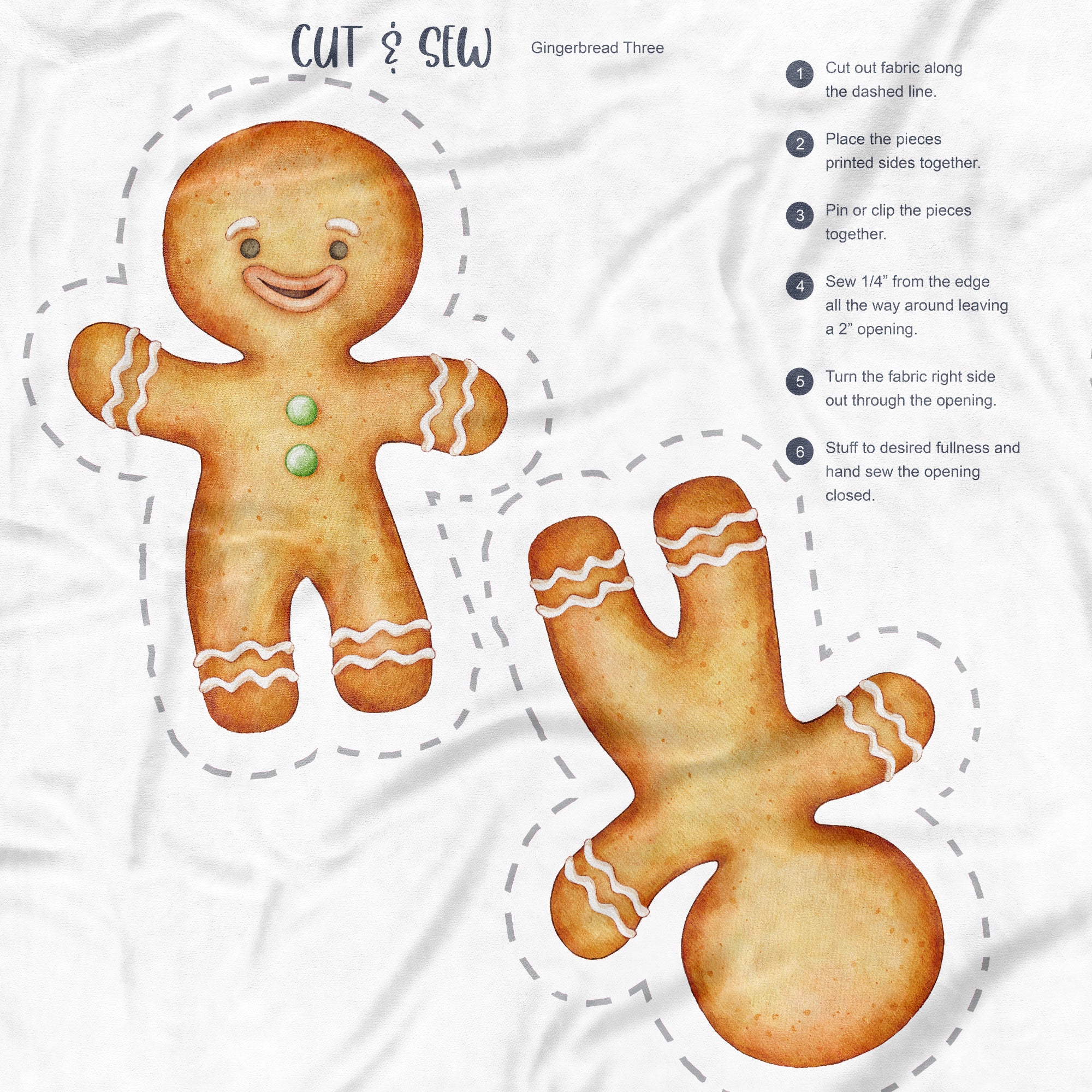 Cut & Sew (Fabric Panel) - Gingerbread Three