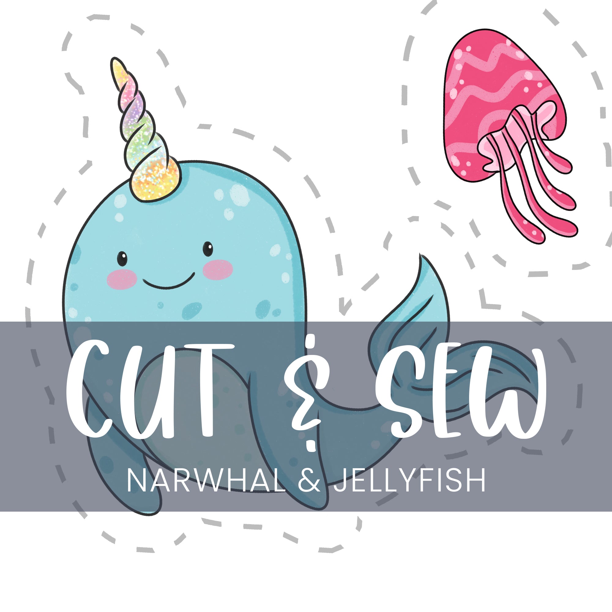 Cut & Sew (Fabric Panel) - Narwhal & Jellyfish