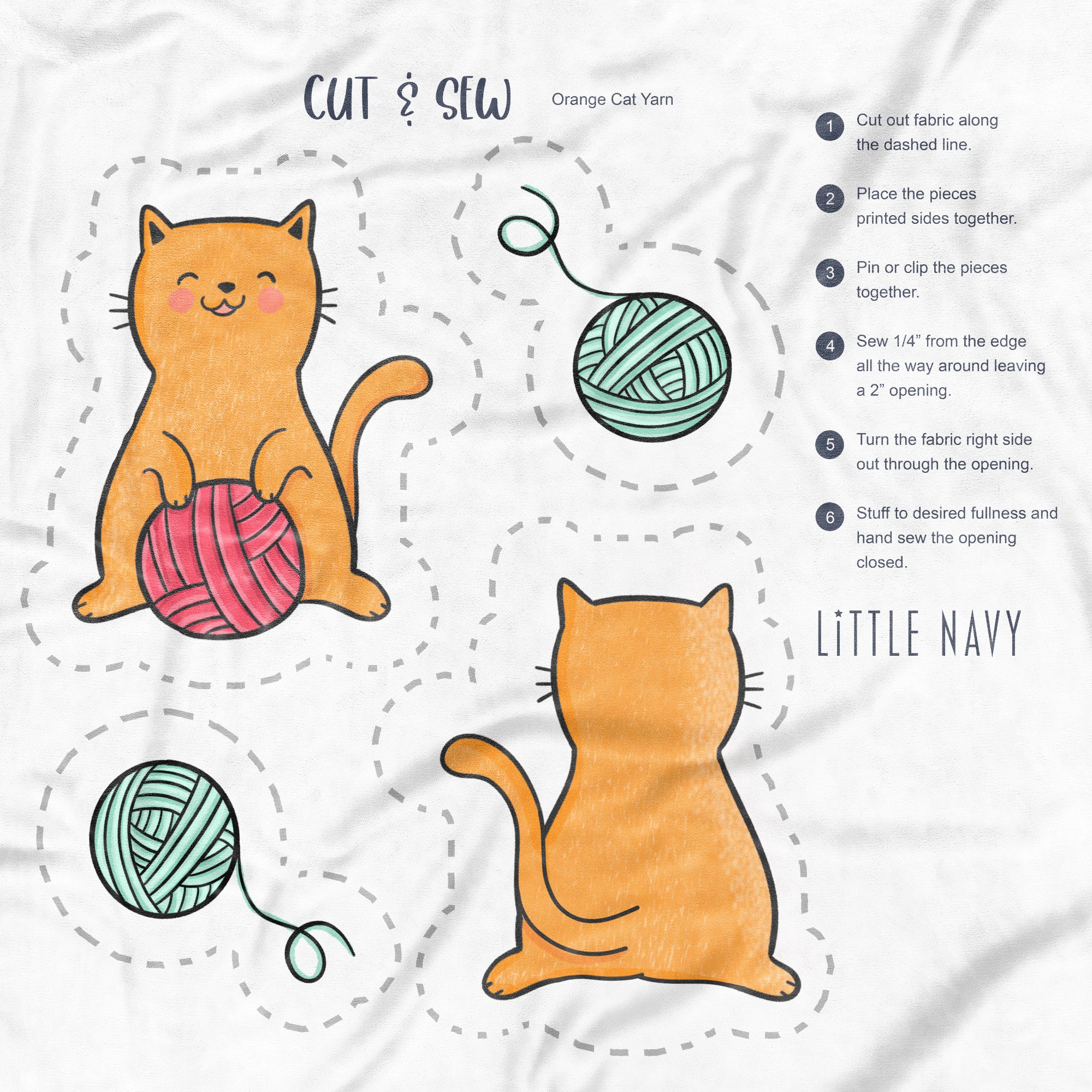 Cut & Sew (Fabric Panel) - Orange Cat Yarn