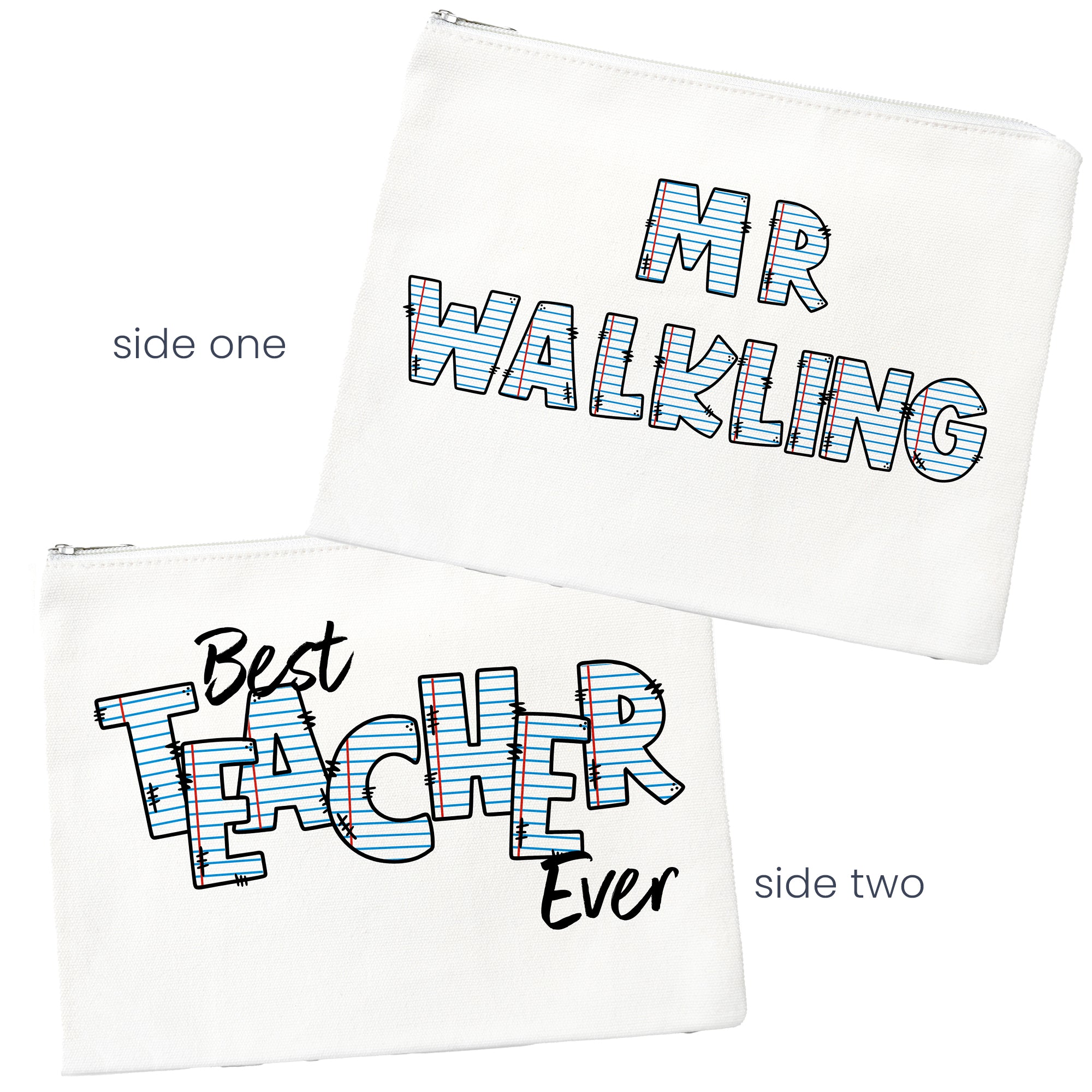 Personalized Best Teacher Ever - Notebook Font Zipper Bag