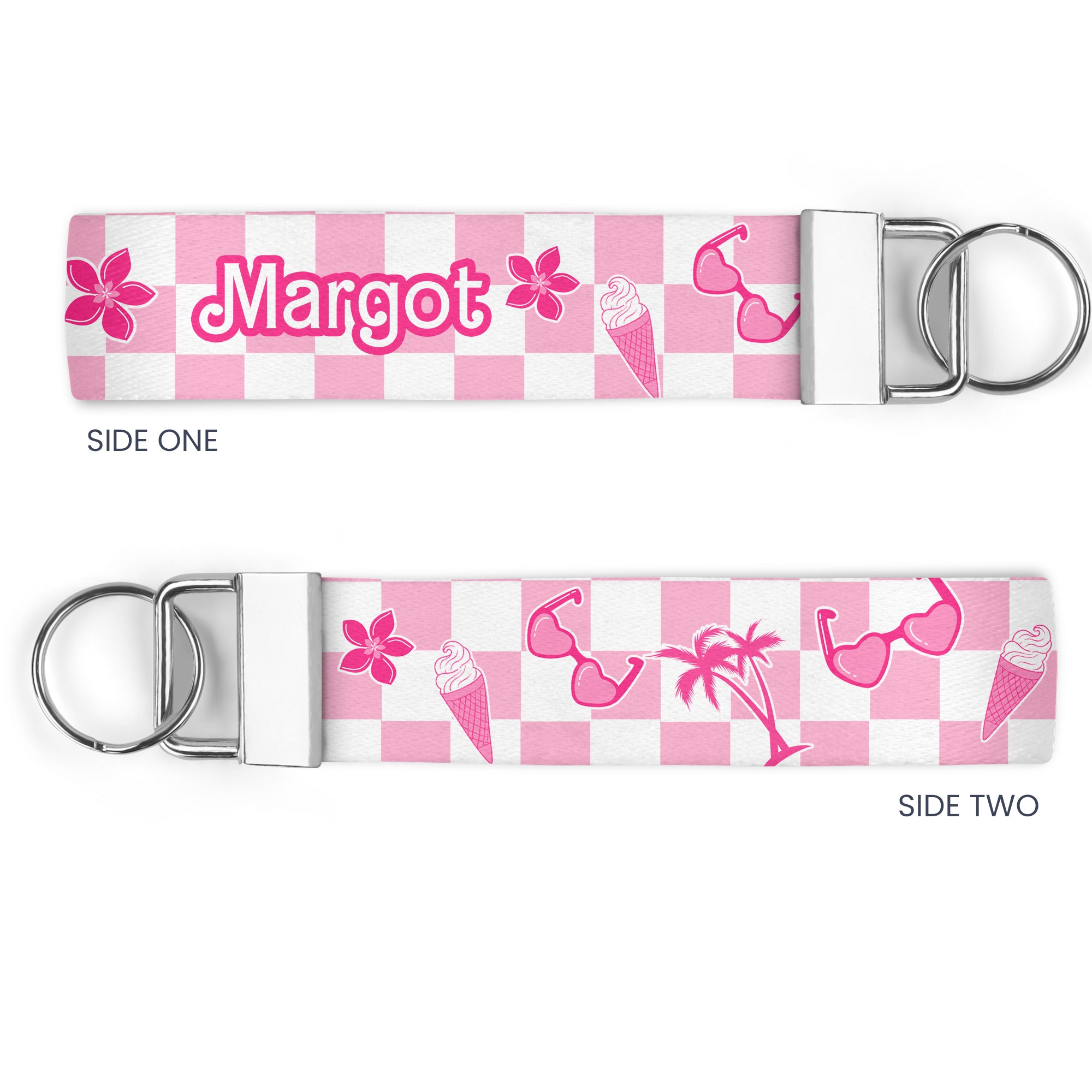 Personalized Pink World KeyChain - Little Navy