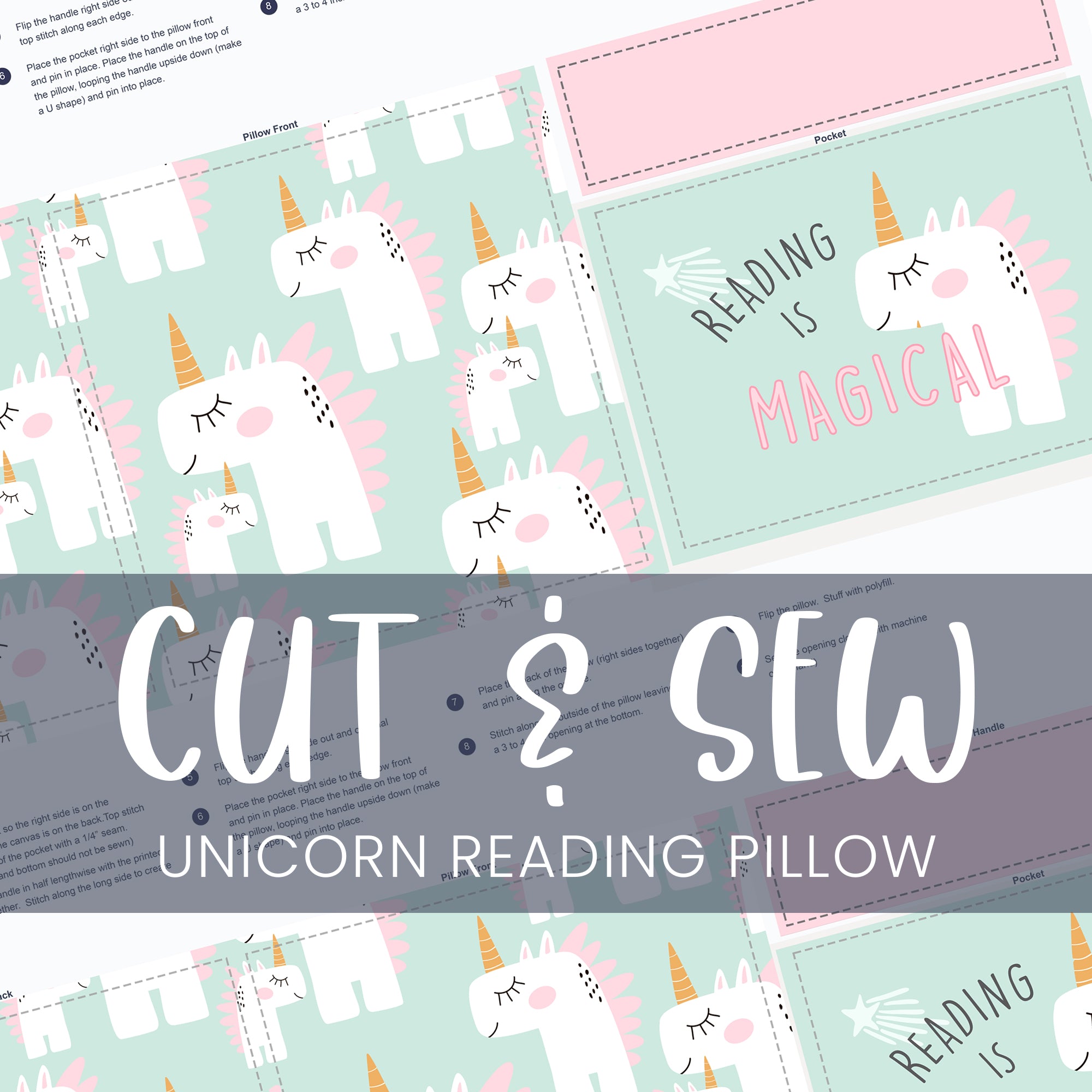 Cut & Sew (Fabric Panel) - Reading Pillow UNICORN