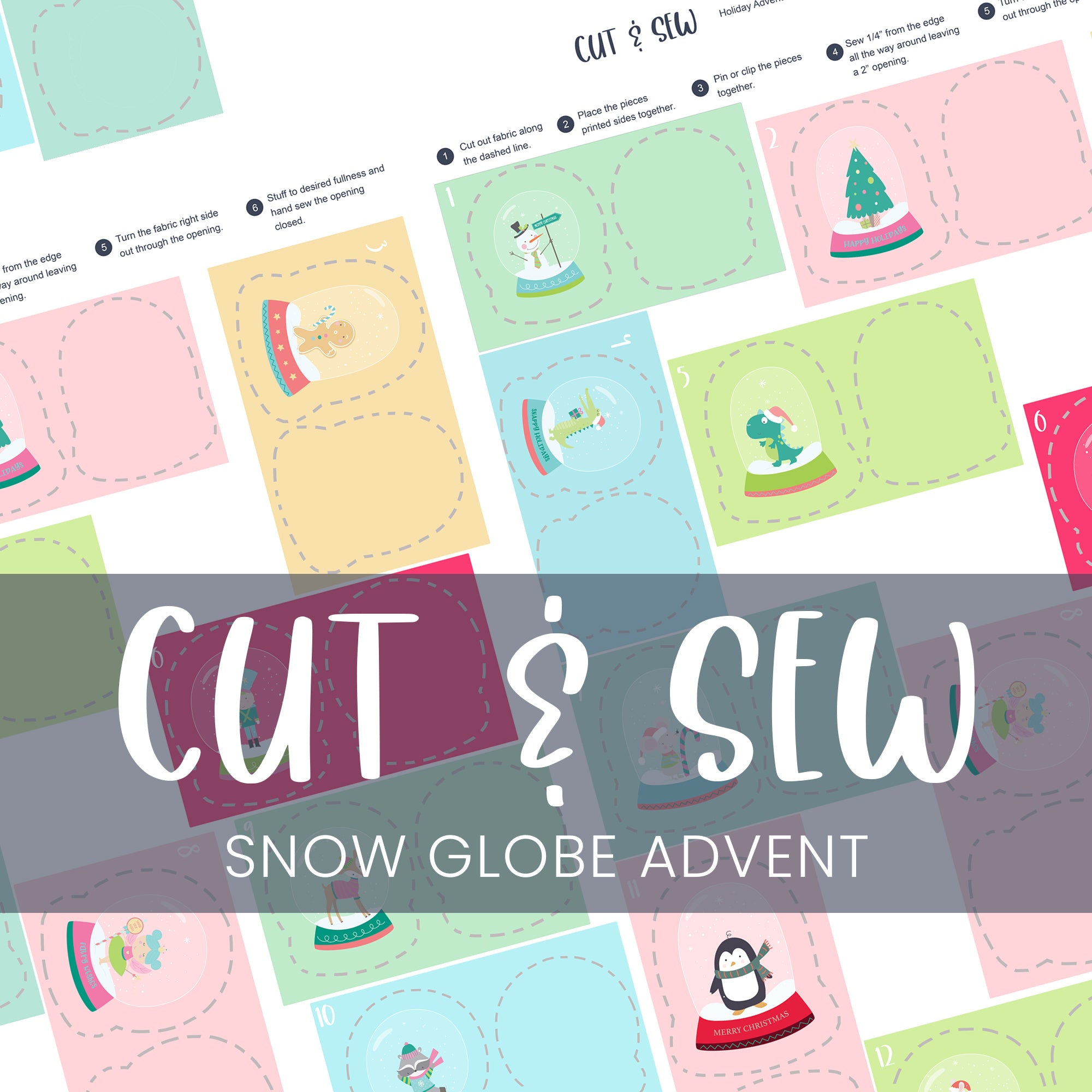 Cut & Sew (Fabric Panel) - Snow Globe Advent Calendar