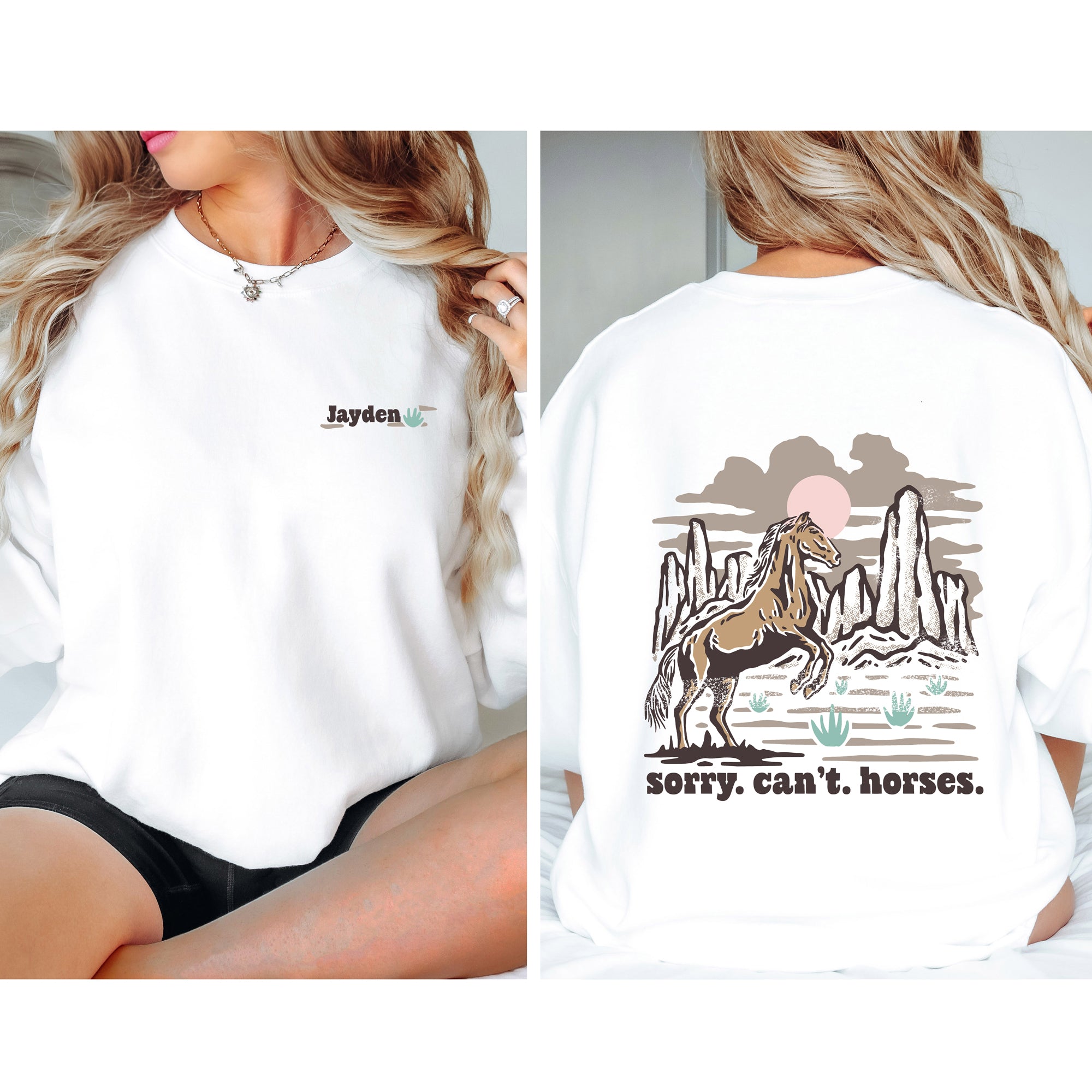 PERSONALIZED Sorry. Can't. Horses - Crewneck Sweatshirt