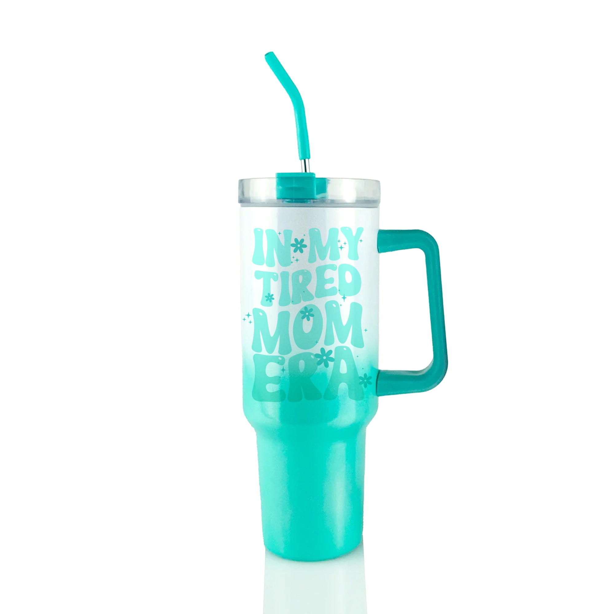 Mom Era - Personalized 40 oz Teal Ombre Tumbler