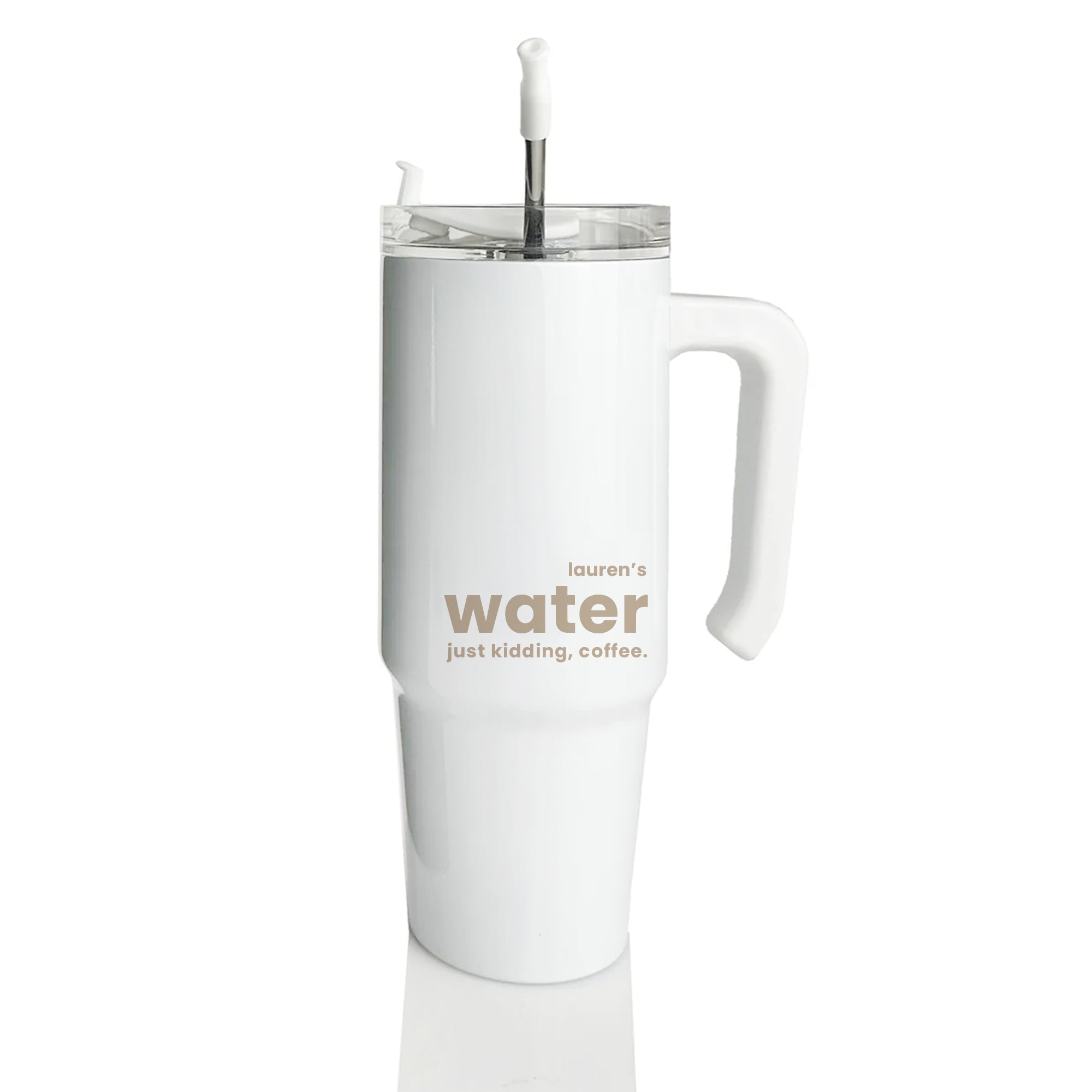 Personalized 30 oz WATER, JUST KIDDING COFFEE GrippyTumbler