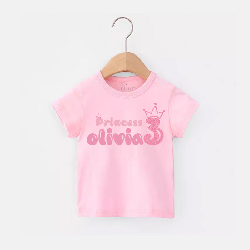 Personalized Princess Birthday T-Shirt - PINK