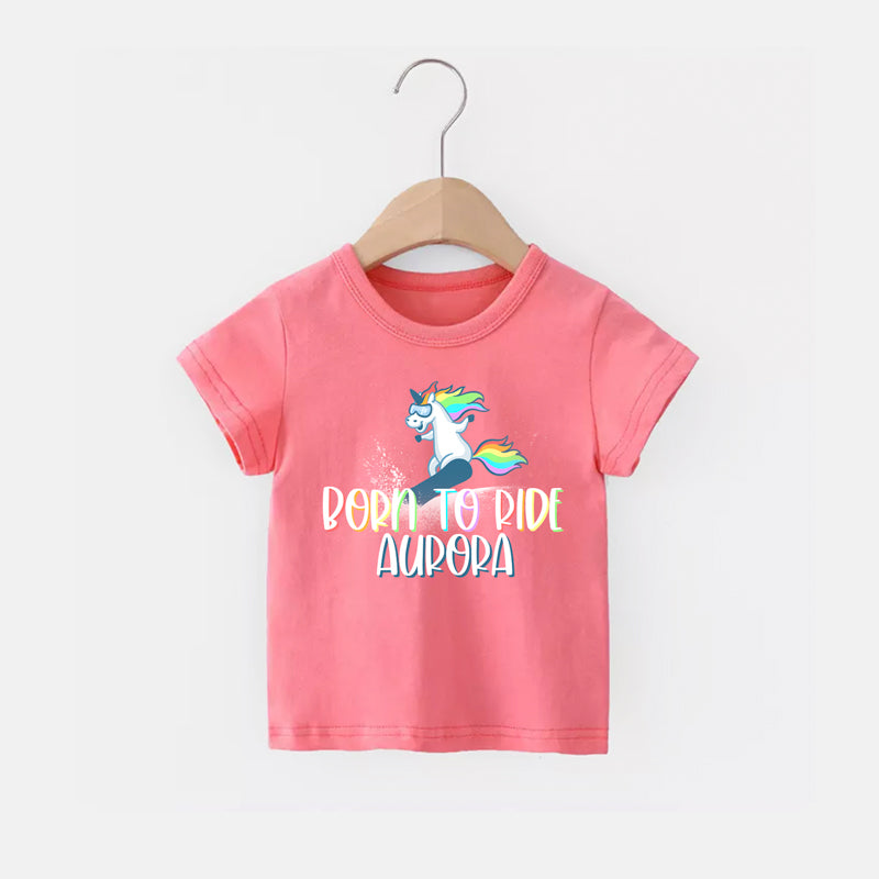 Personalized Unicorn Born to Ride T-Shirt