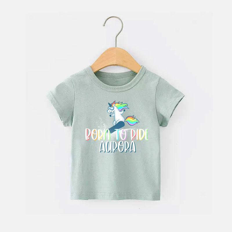 Personalized Unicorn Born to Ride T-Shirt