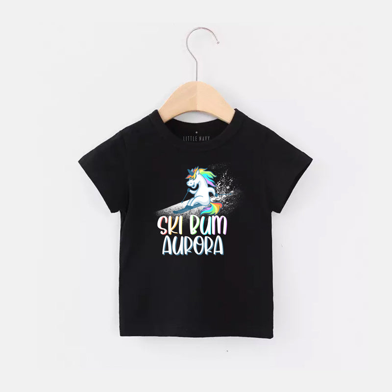 Personalized Unicorn Ski Bum T-Shirt