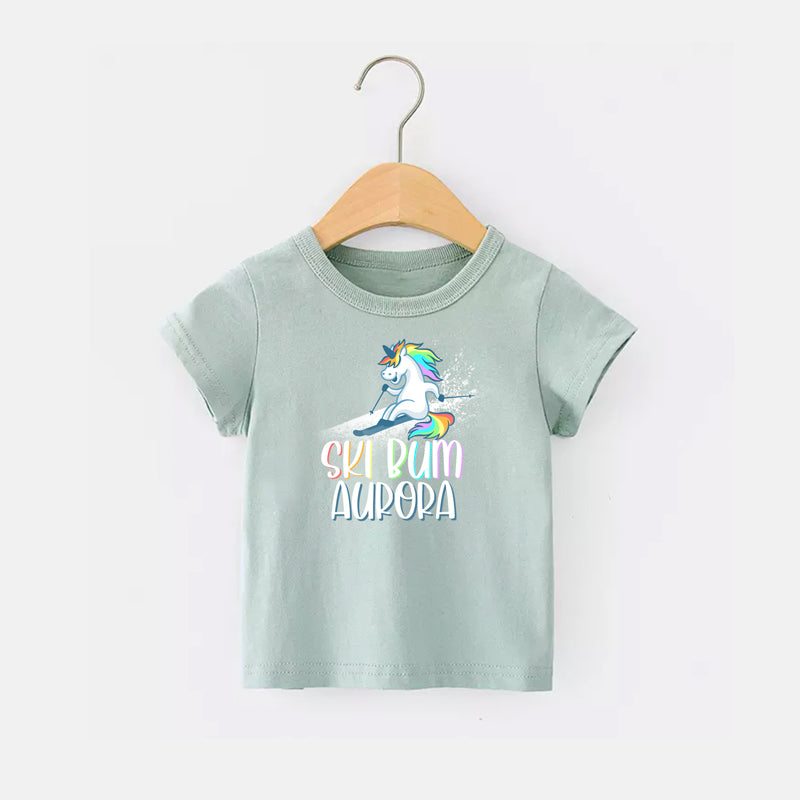 Personalized Unicorn Ski Bum T-Shirt